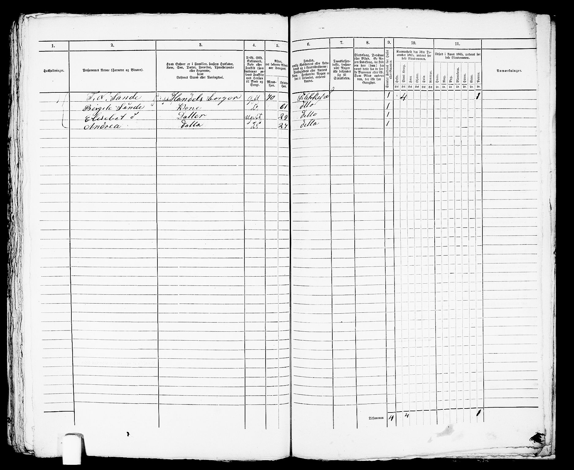 RA, Folketelling 1865 for 1004B Flekkefjord prestegjeld, Flekkefjord kjøpstad, 1865, s. 503