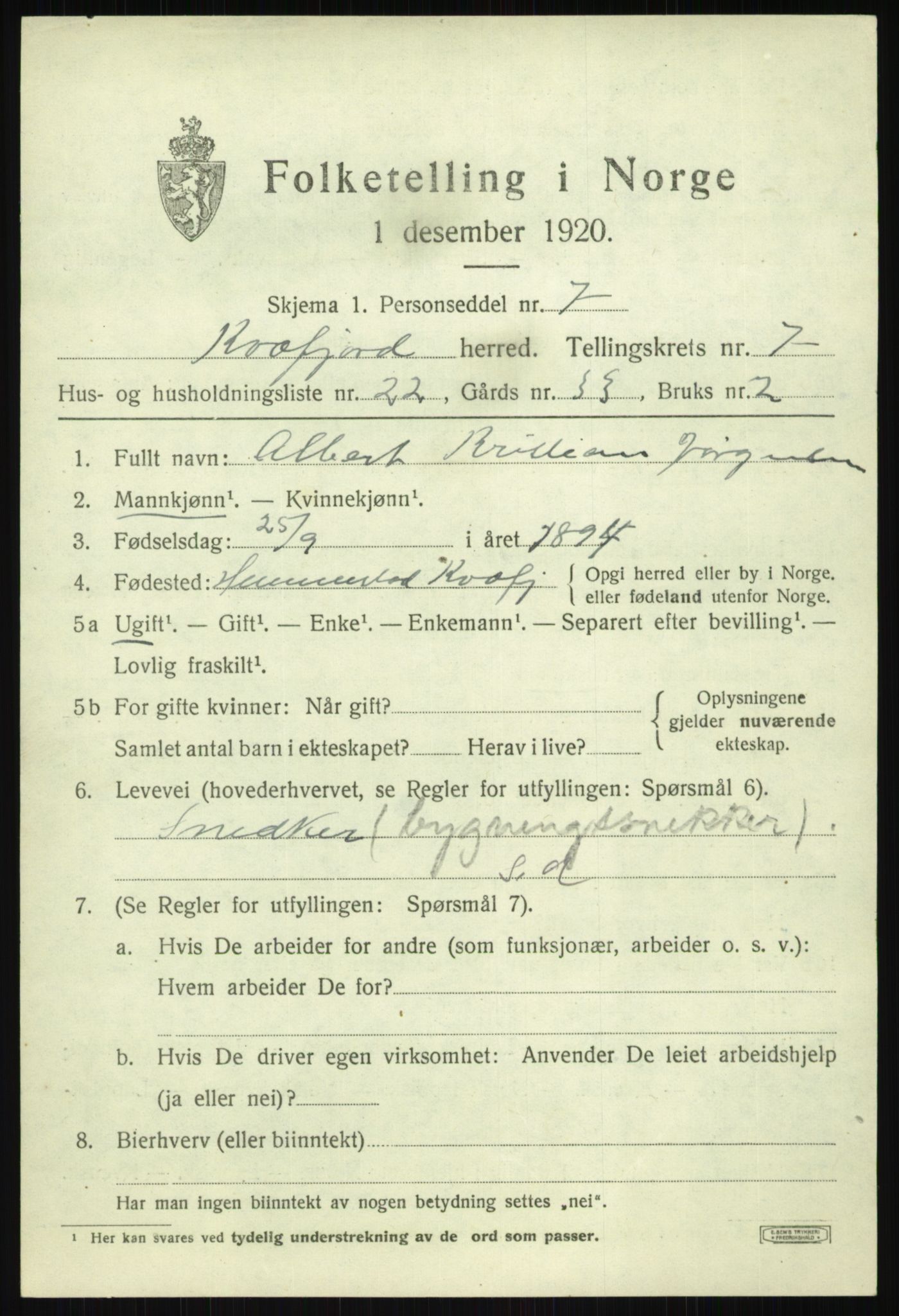 SATØ, Folketelling 1920 for 1911 Kvæfjord herred, 1920, s. 3709