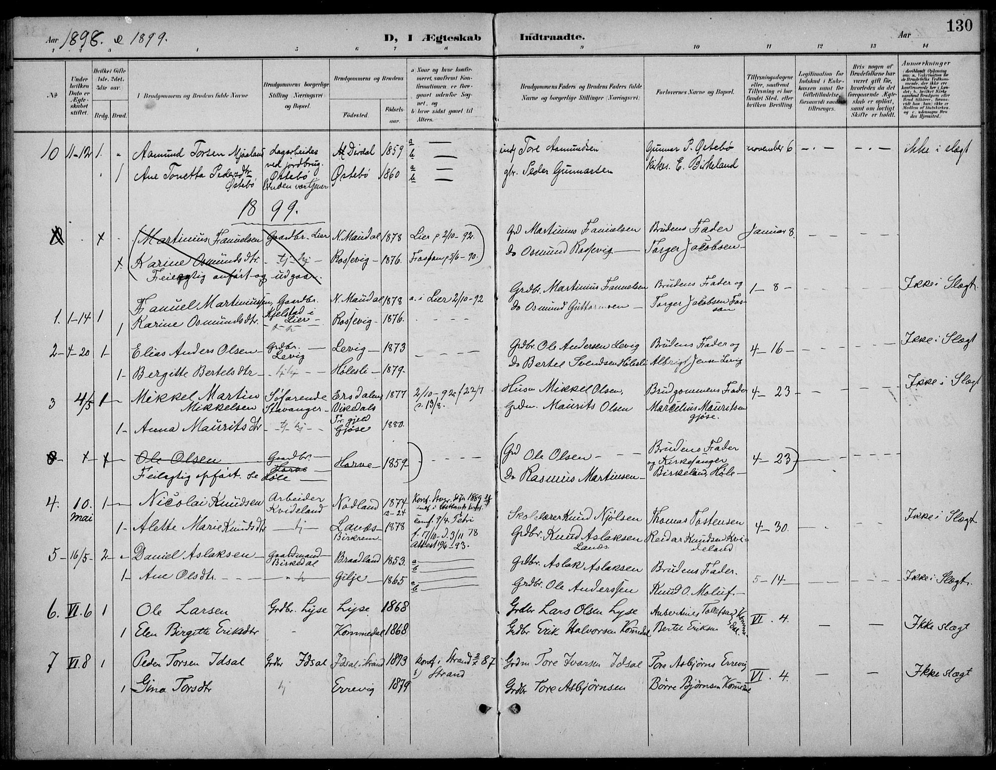 Høgsfjord sokneprestkontor, SAST/A-101624/H/Ha/Haa/L0007: Ministerialbok nr. A 7, 1898-1917, s. 130