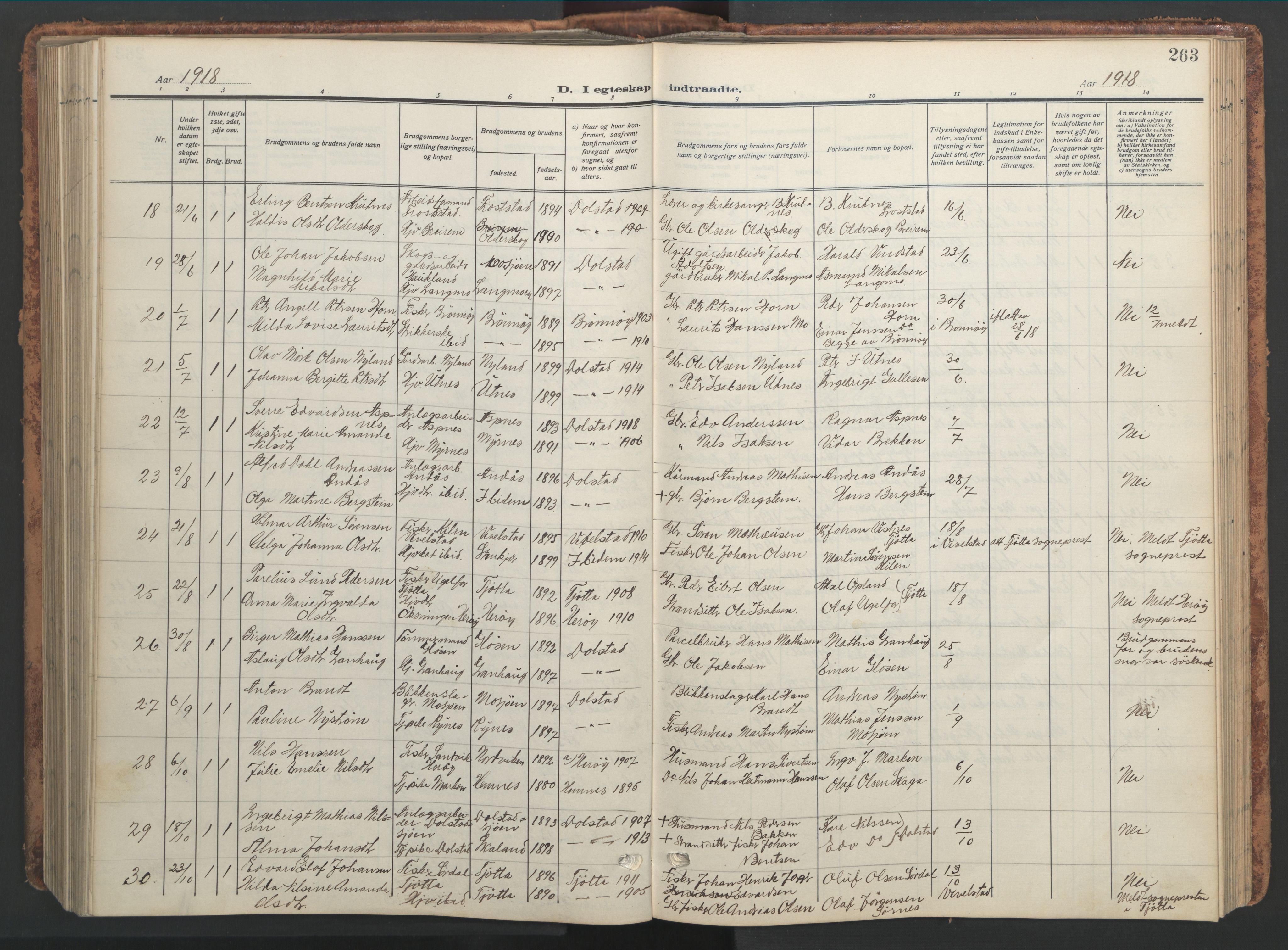 Ministerialprotokoller, klokkerbøker og fødselsregistre - Nordland, AV/SAT-A-1459/820/L0302: Klokkerbok nr. 820C04, 1917-1948, s. 263