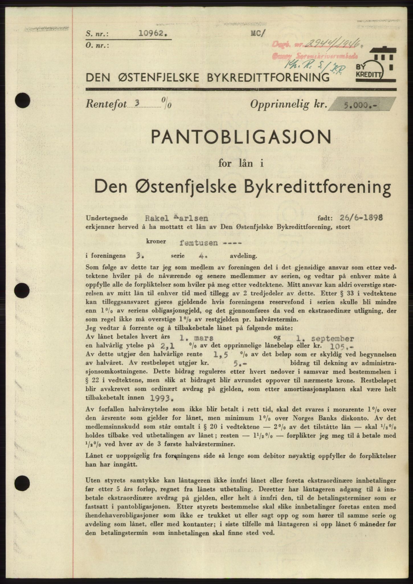 Onsøy sorenskriveri, SAO/A-10474/G/Ga/Gac/L0005: Pantebok nr. B 9-5, 1946-1947, Dagboknr: 2944/1946