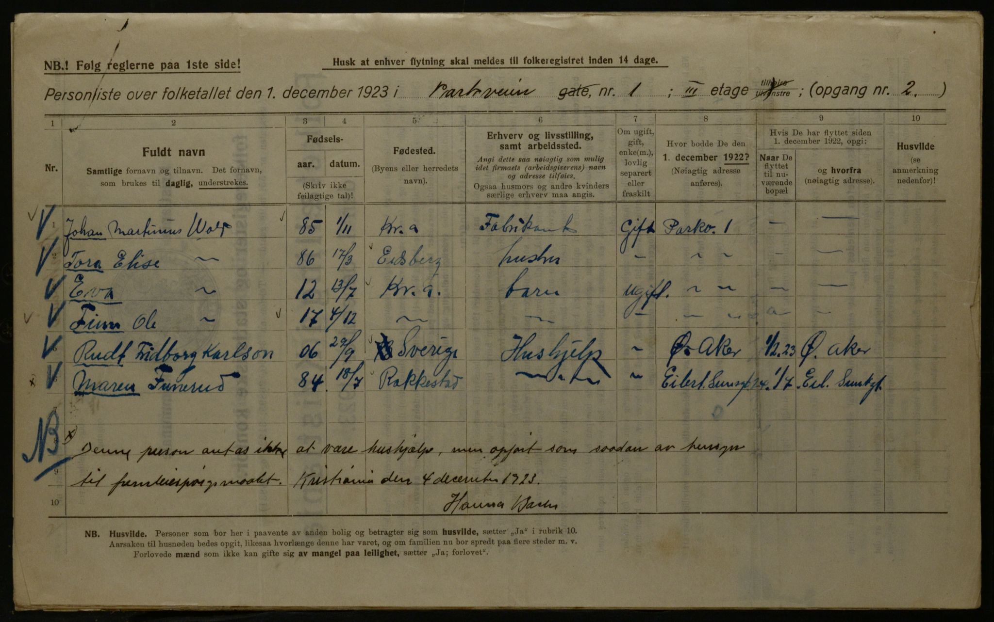 OBA, Kommunal folketelling 1.12.1923 for Kristiania, 1923, s. 85809