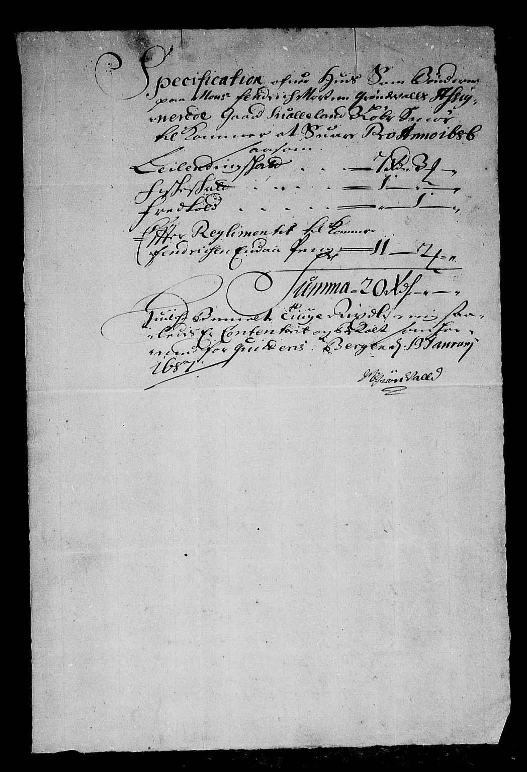 Rentekammeret inntil 1814, Reviderte regnskaper, Stiftamtstueregnskaper, Bergen stiftamt, AV/RA-EA-6043/R/Rc/L0080: Bergen stiftamt, 1686