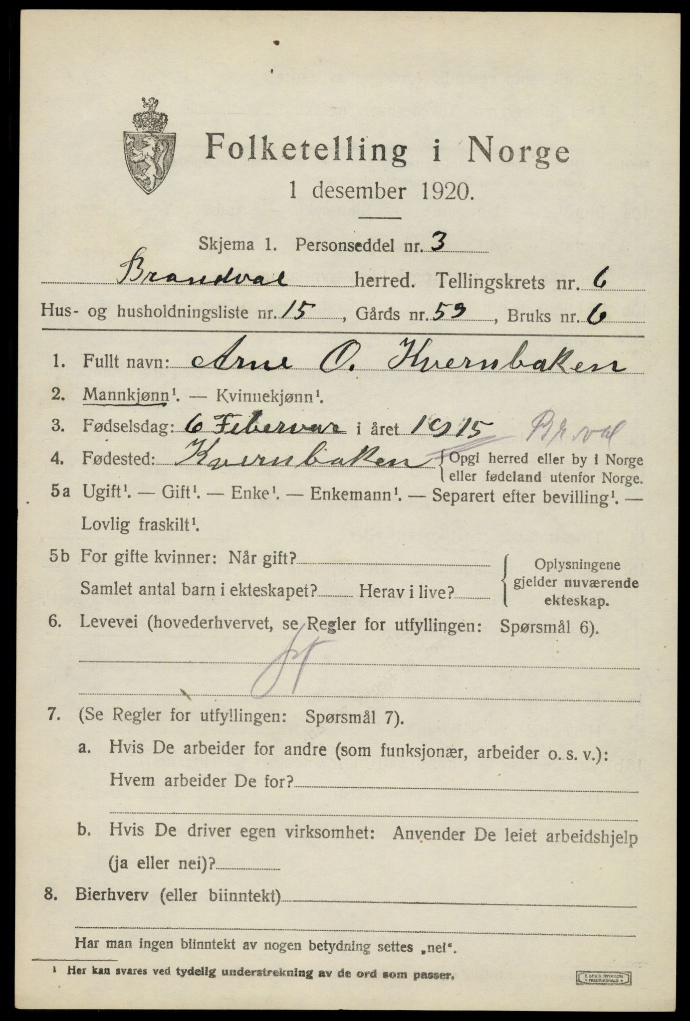 SAH, Folketelling 1920 for 0422 Brandval herred, 1920, s. 5428