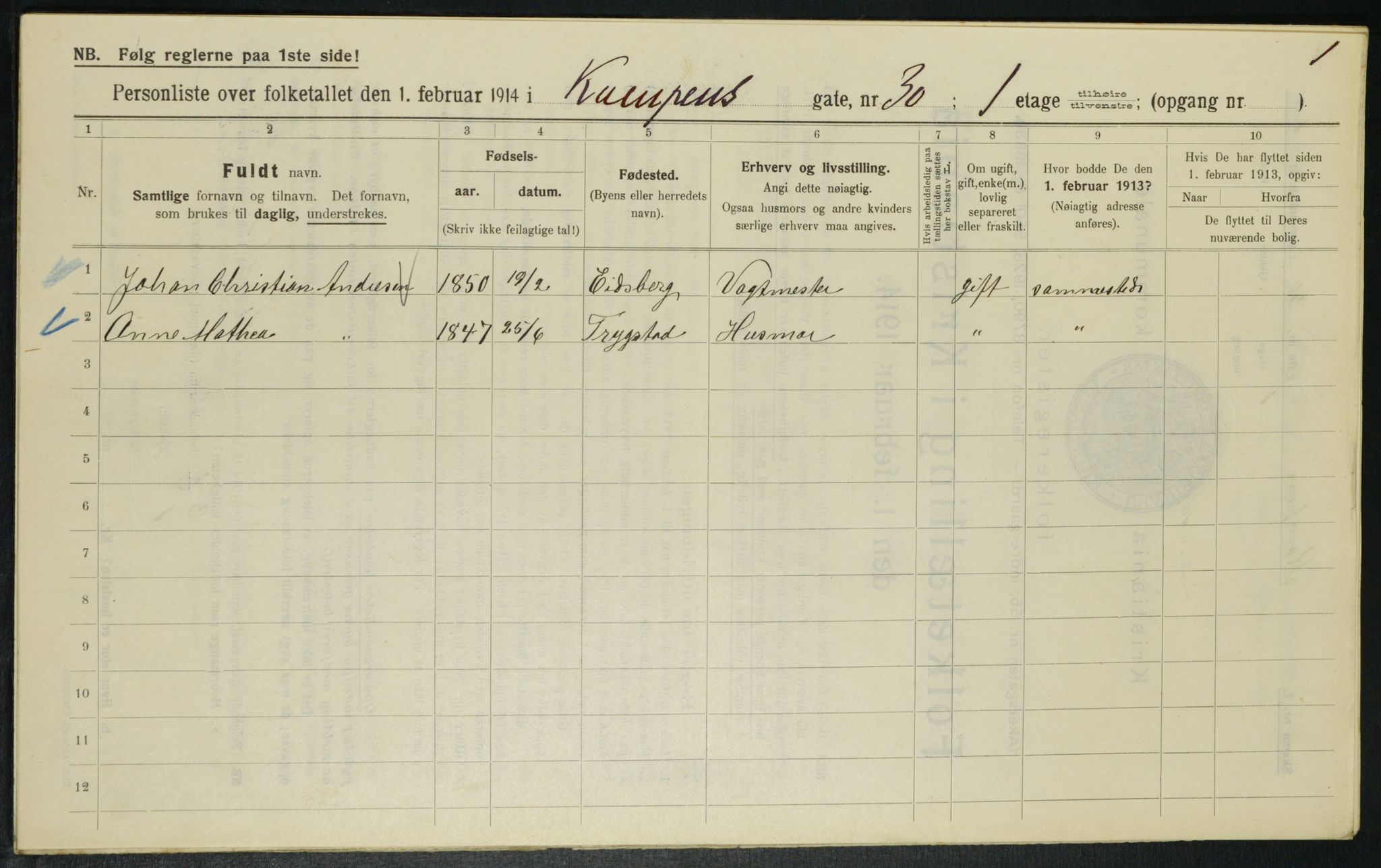 OBA, Kommunal folketelling 1.2.1914 for Kristiania, 1914, s. 47895