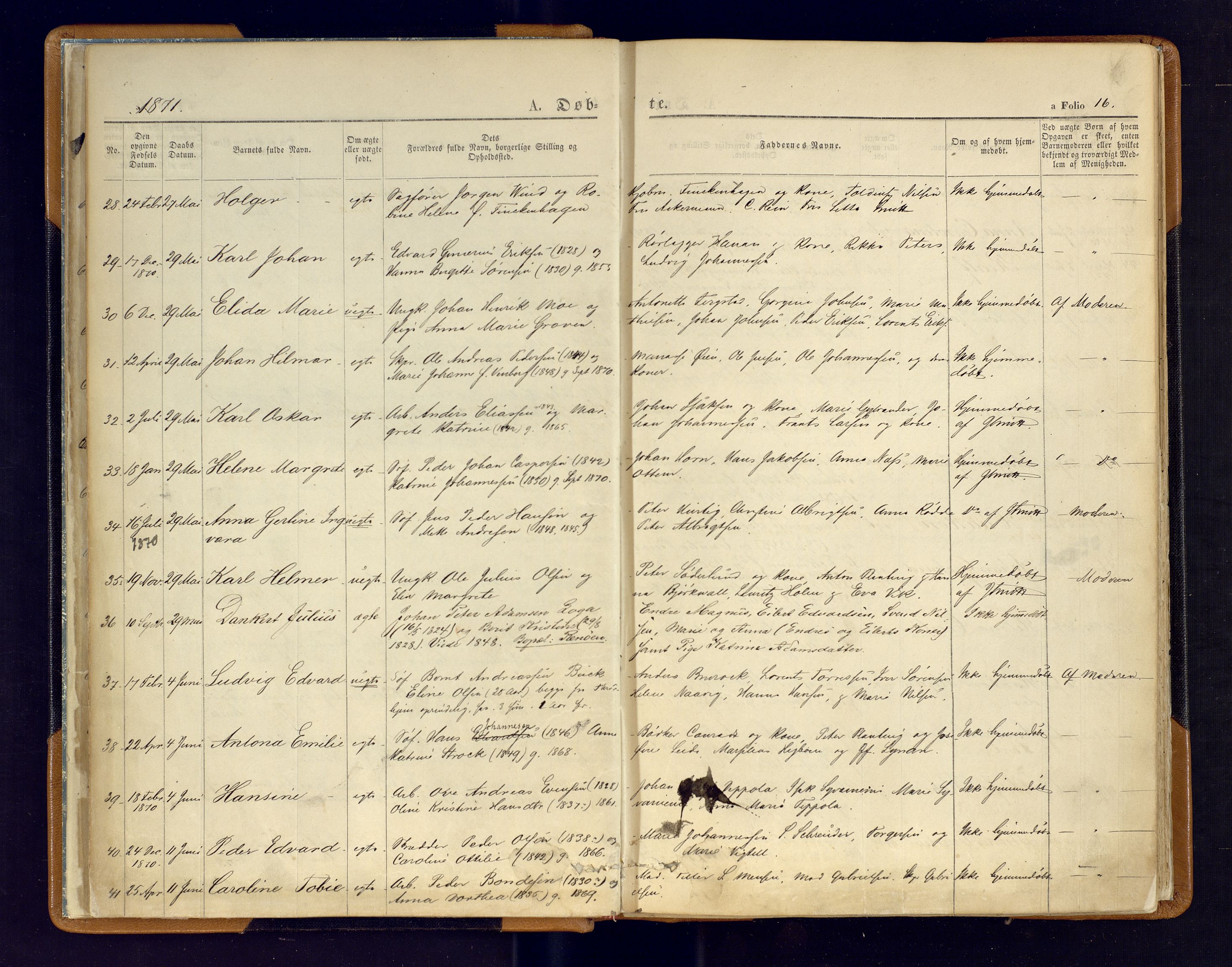Hammerfest sokneprestkontor, AV/SATØ-S-1347/H/Ha/L0006.kirke: Ministerialbok nr. 6, 1869-1877, s. 16