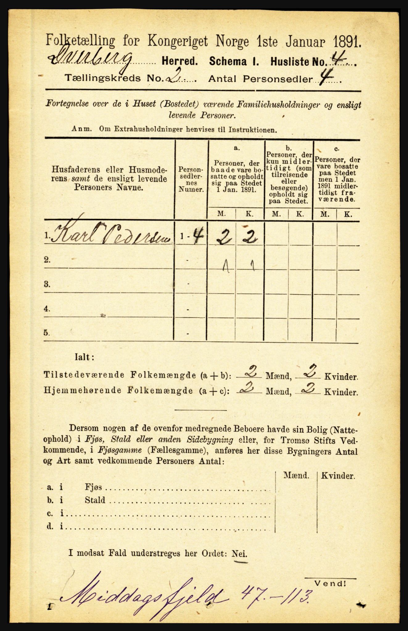 RA, Folketelling 1891 for 1872 Dverberg herred, 1891, s. 581