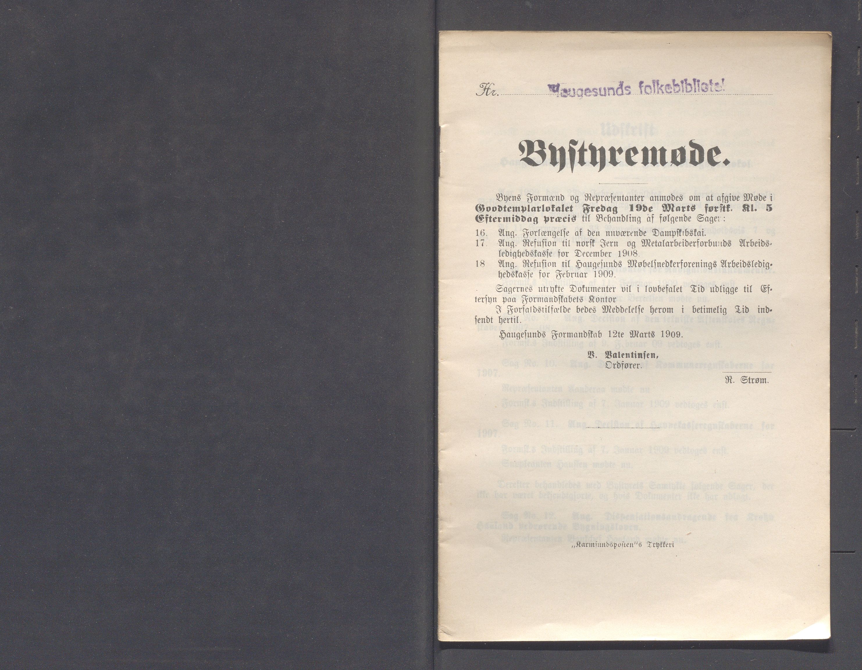 Haugesund kommune - Formannskapet og Bystyret, IKAR/A-740/A/Abb/L0002: Bystyreforhandlinger, 1908-1917, s. 221