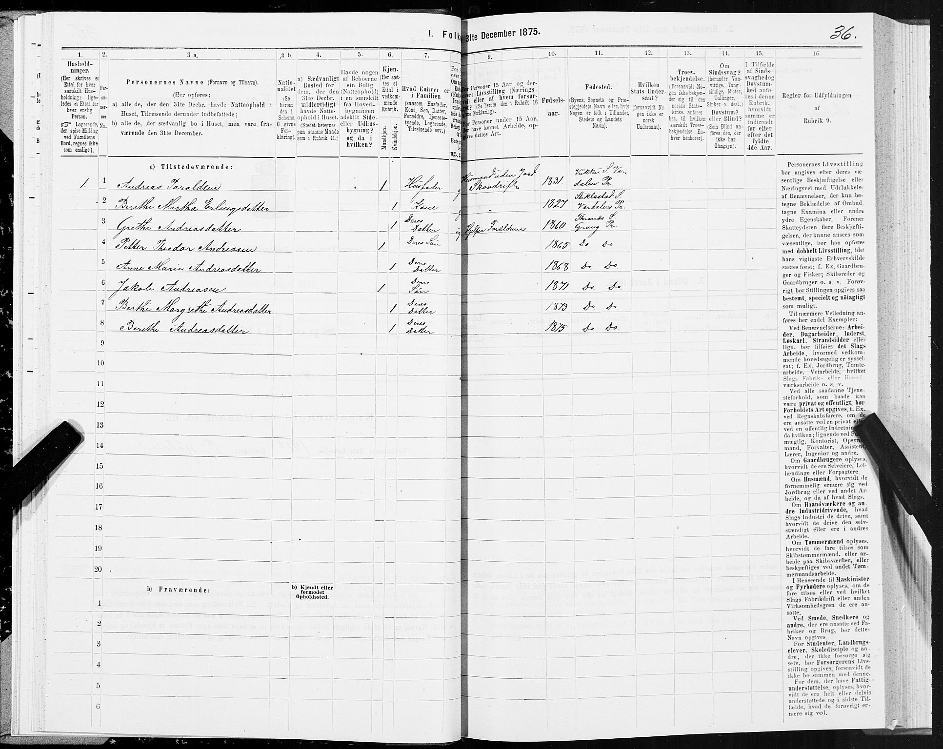 SAT, Folketelling 1875 for 1742P Grong prestegjeld, 1875, s. 3036