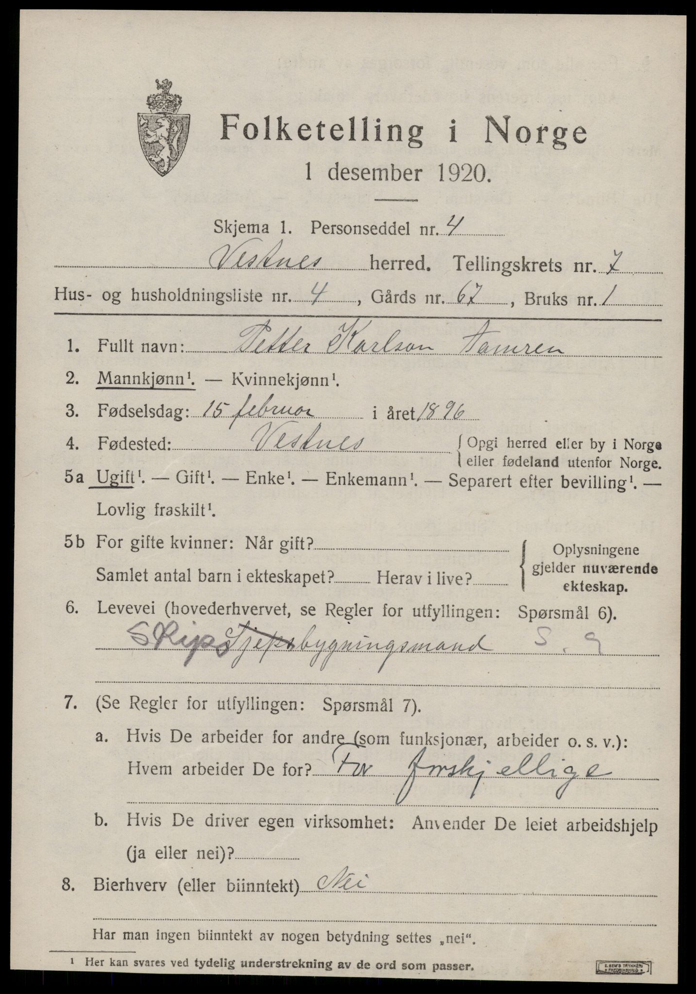 SAT, Folketelling 1920 for 1535 Vestnes herred, 1920, s. 5135