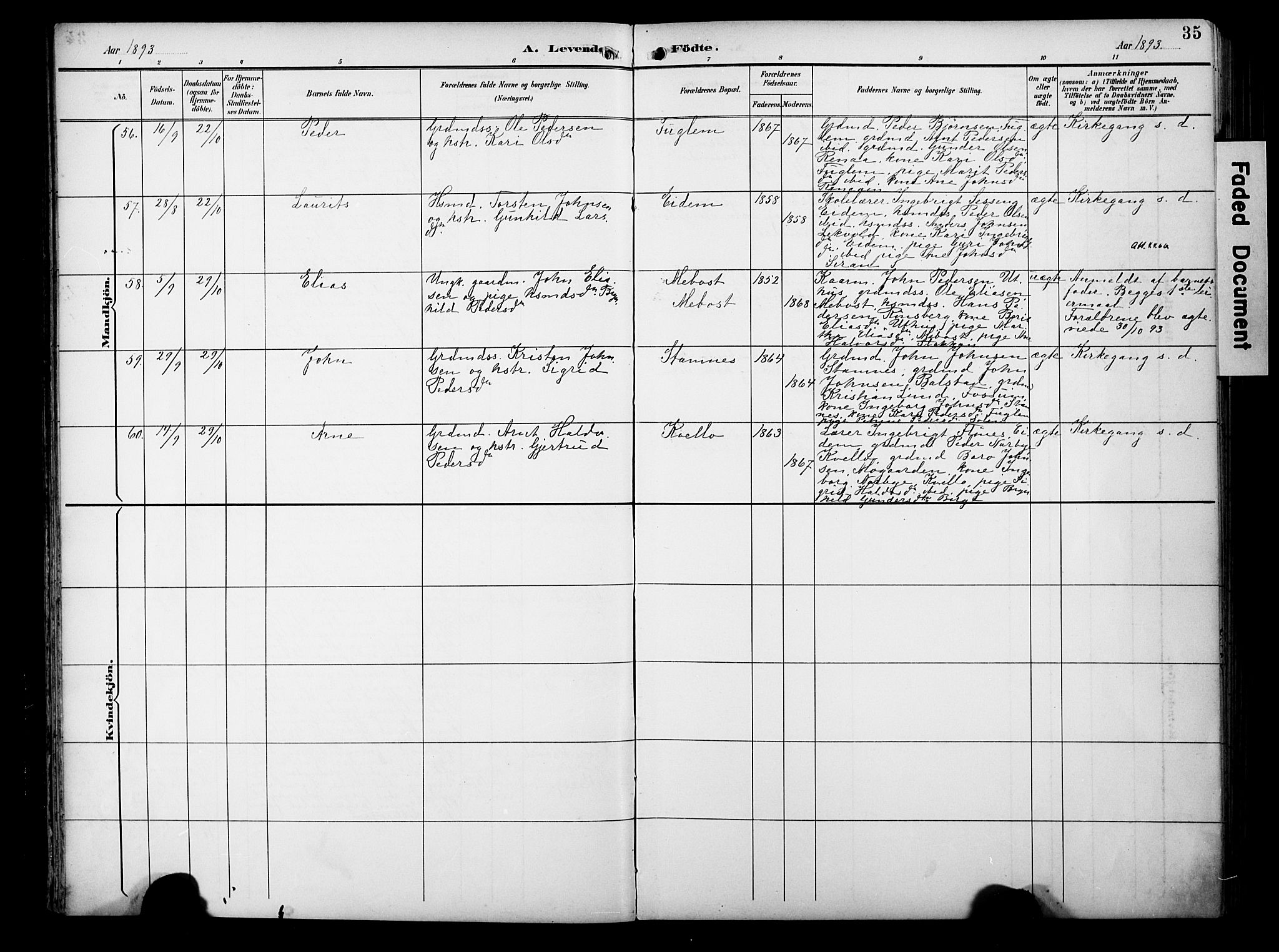 Ministerialprotokoller, klokkerbøker og fødselsregistre - Sør-Trøndelag, SAT/A-1456/695/L1149: Ministerialbok nr. 695A09, 1891-1902, s. 35