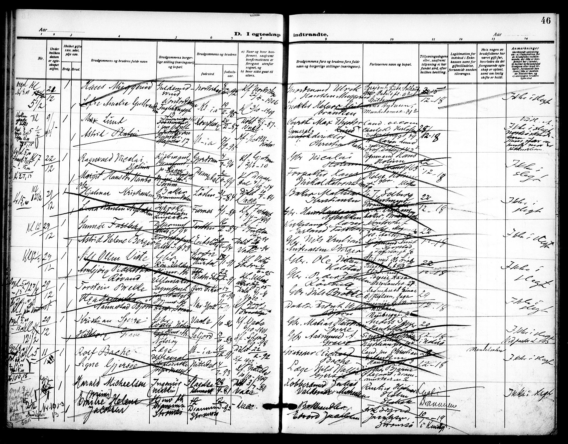 Uranienborg prestekontor Kirkebøker, AV/SAO-A-10877/H/Ha/L0005: Lysningsprotokoll nr. I 5, 1915-1928, s. 46