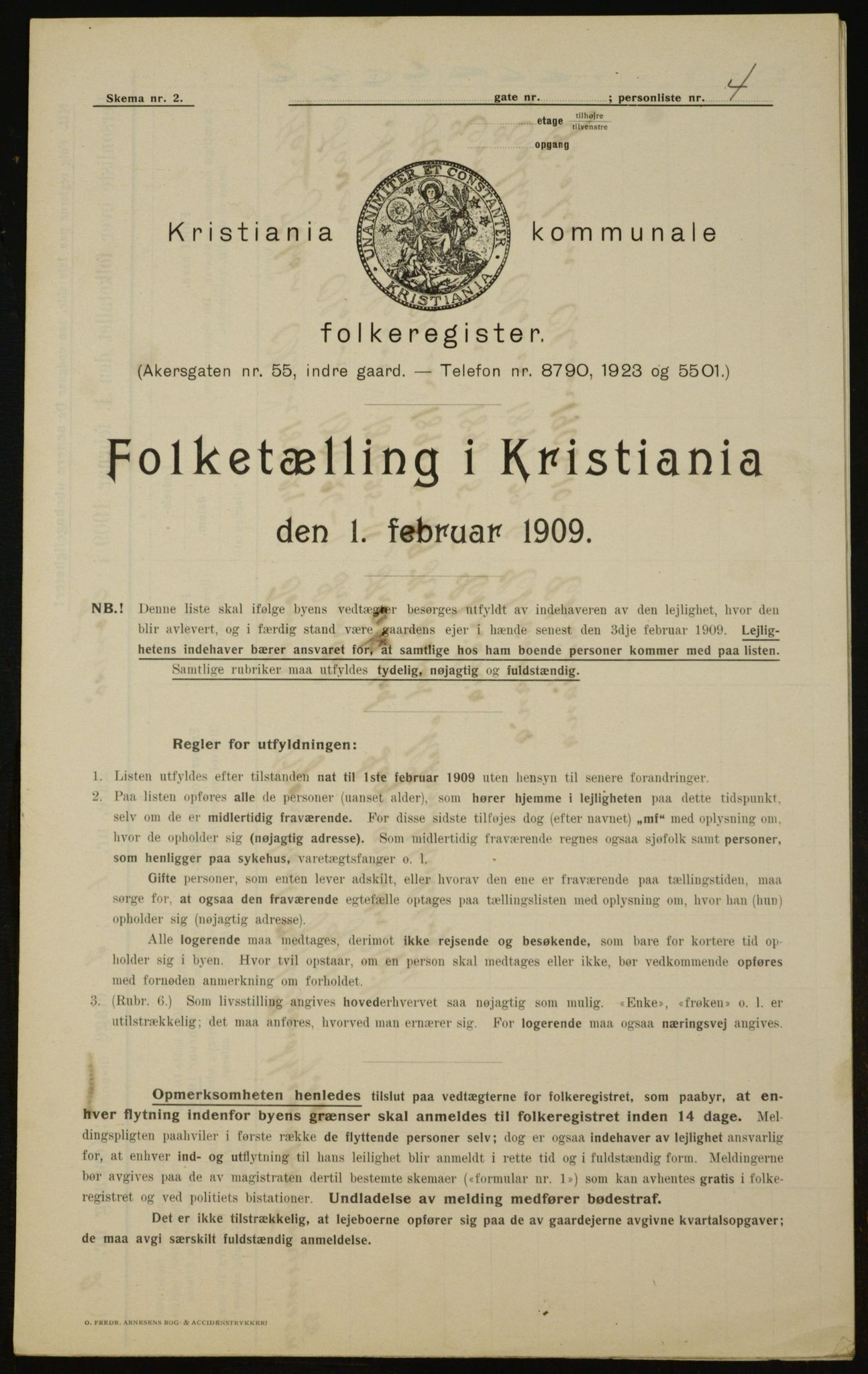 OBA, Kommunal folketelling 1.2.1909 for Kristiania kjøpstad, 1909, s. 104838