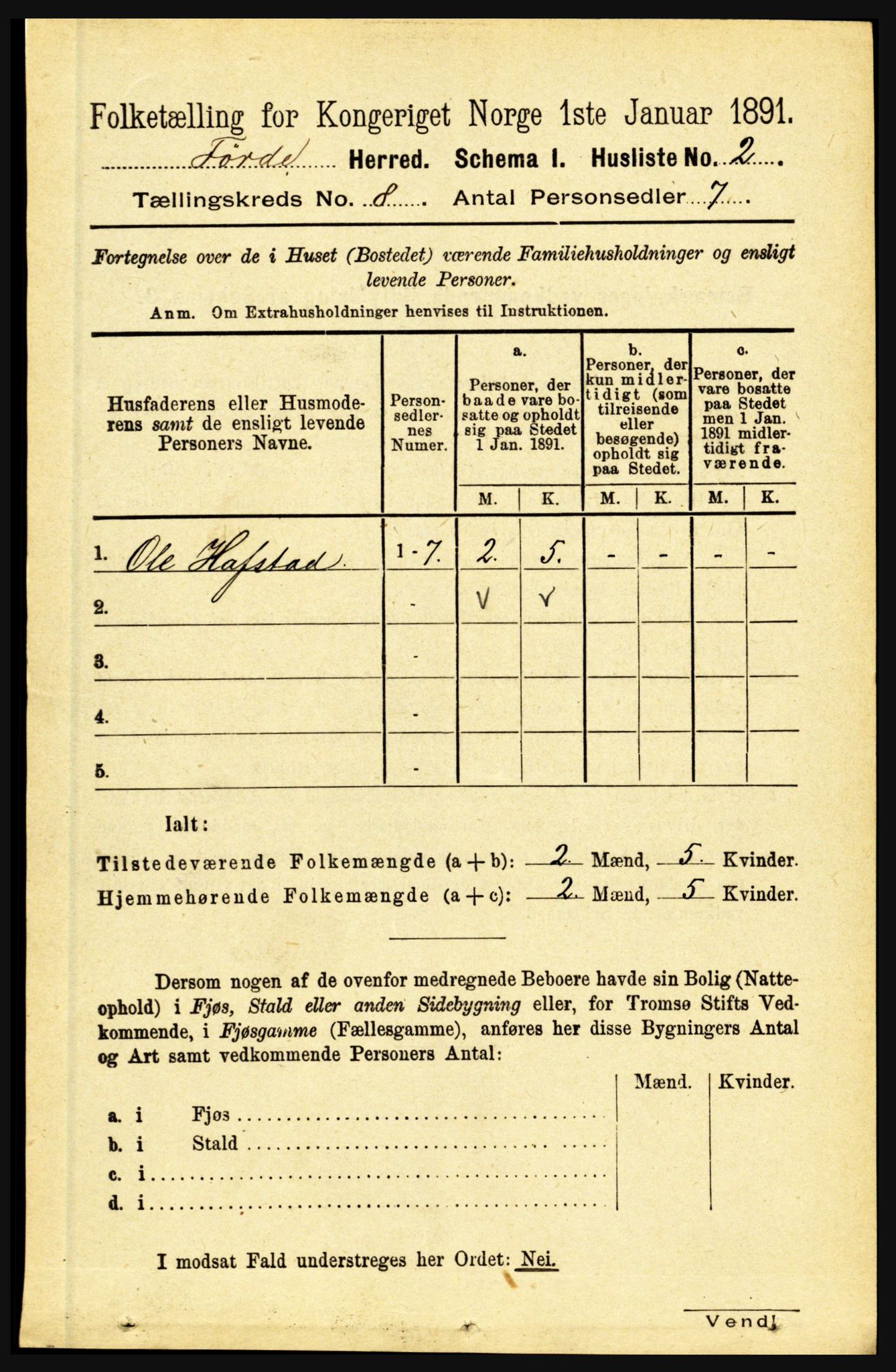 RA, Folketelling 1891 for 1432 Førde herred, 1891, s. 2807