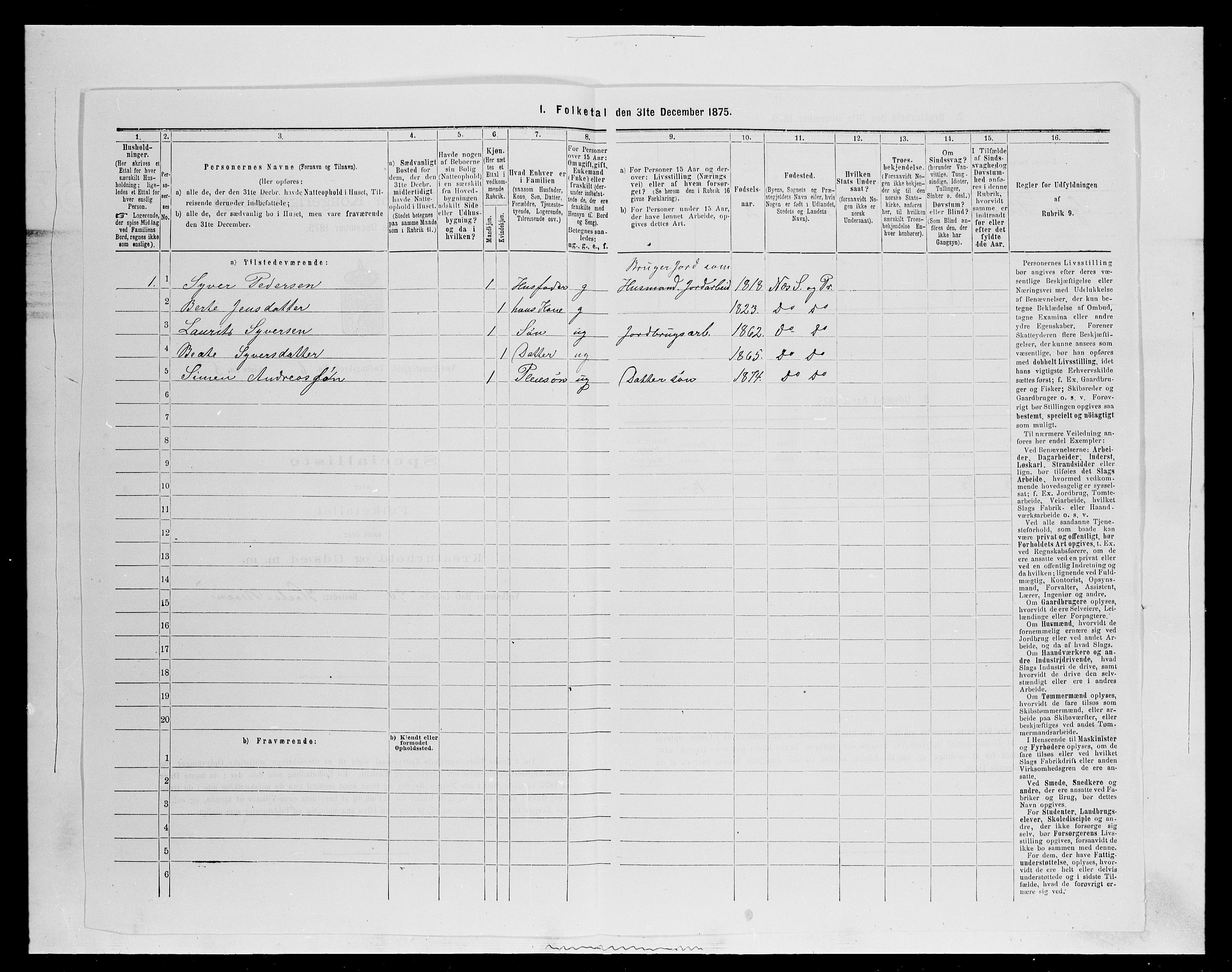 SAH, Folketelling 1875 for 0411P Nes prestegjeld, 1875, s. 957