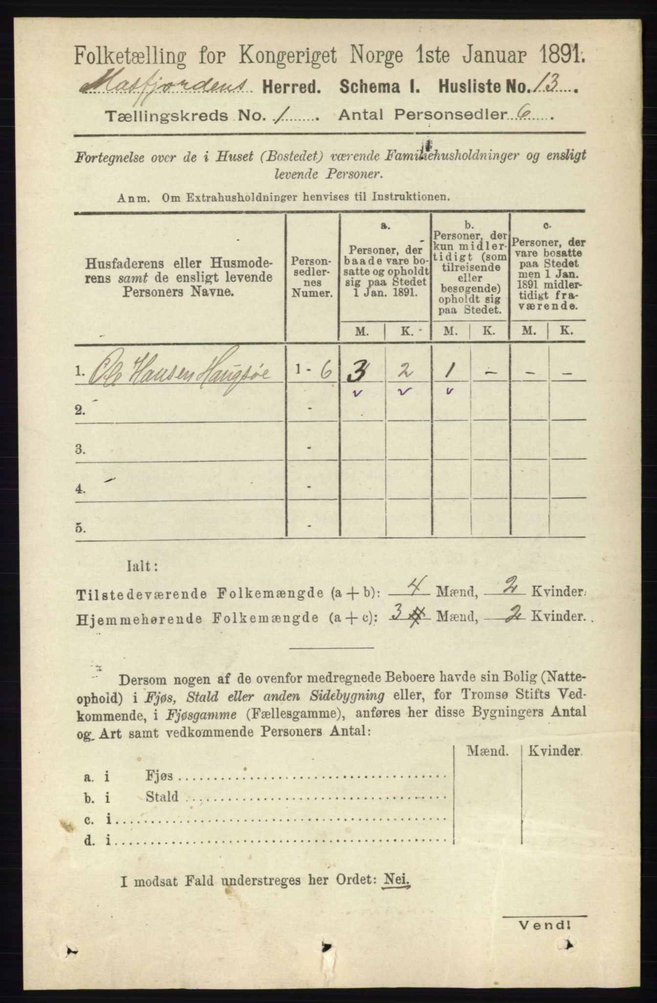 RA, Folketelling 1891 for 1266 Masfjorden herred, 1891, s. 46