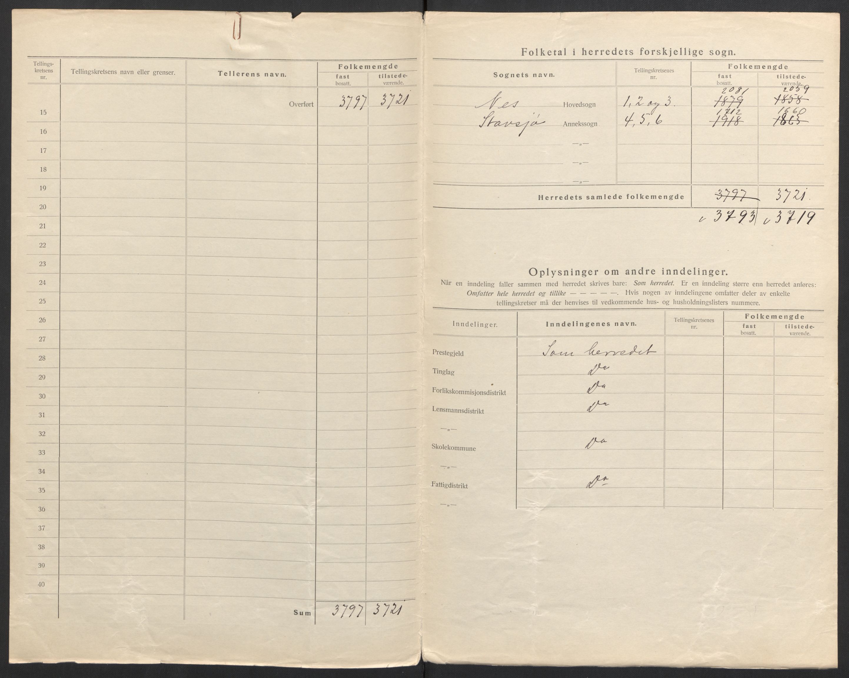 SAH, Folketelling 1920 for 0411 Nes herred, 1920, s. 5