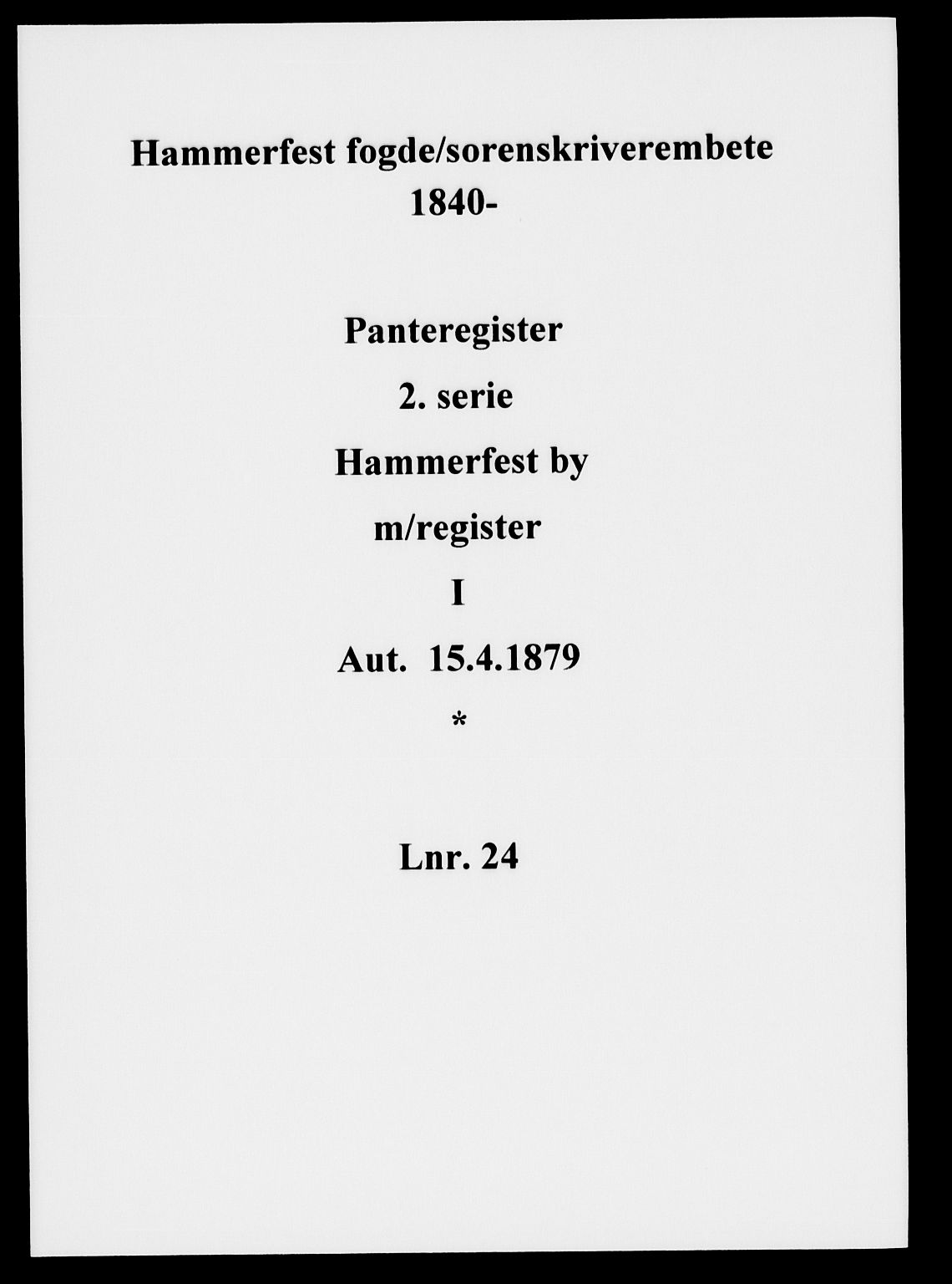 Hammerfest fogderi/sorenskriveri, SATØ/S-0056/1/K/Kb/L0024realpant: Panteregister nr. 24