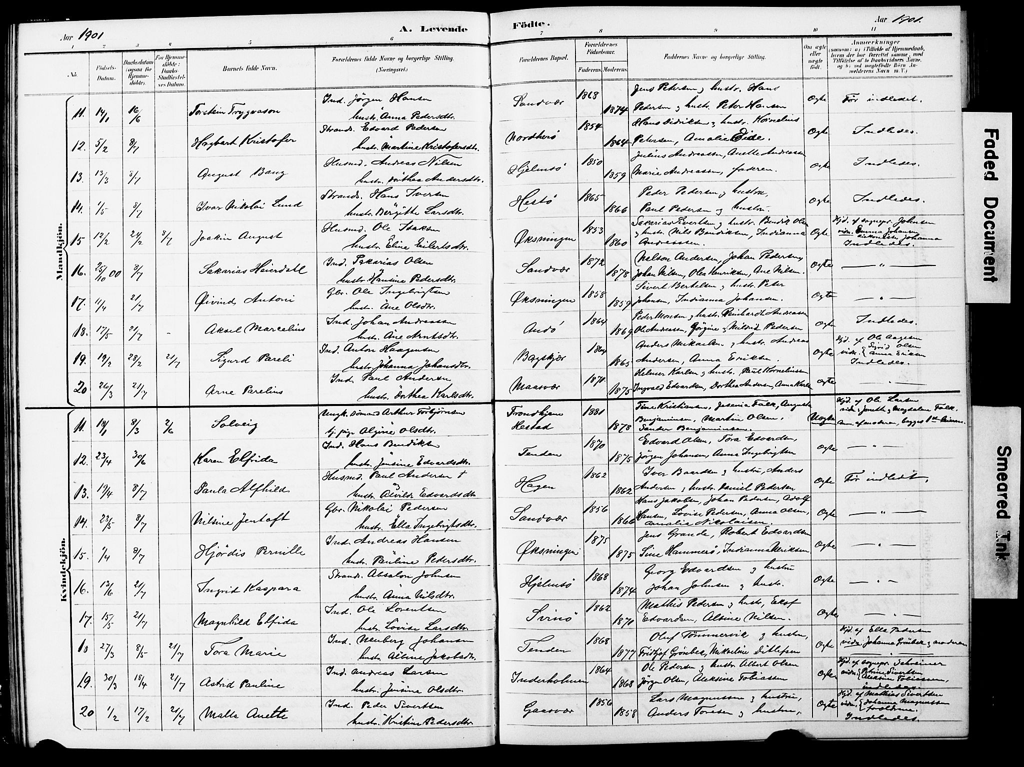 Ministerialprotokoller, klokkerbøker og fødselsregistre - Nordland, AV/SAT-A-1459/834/L0514: Klokkerbok nr. 834C05, 1893-1901