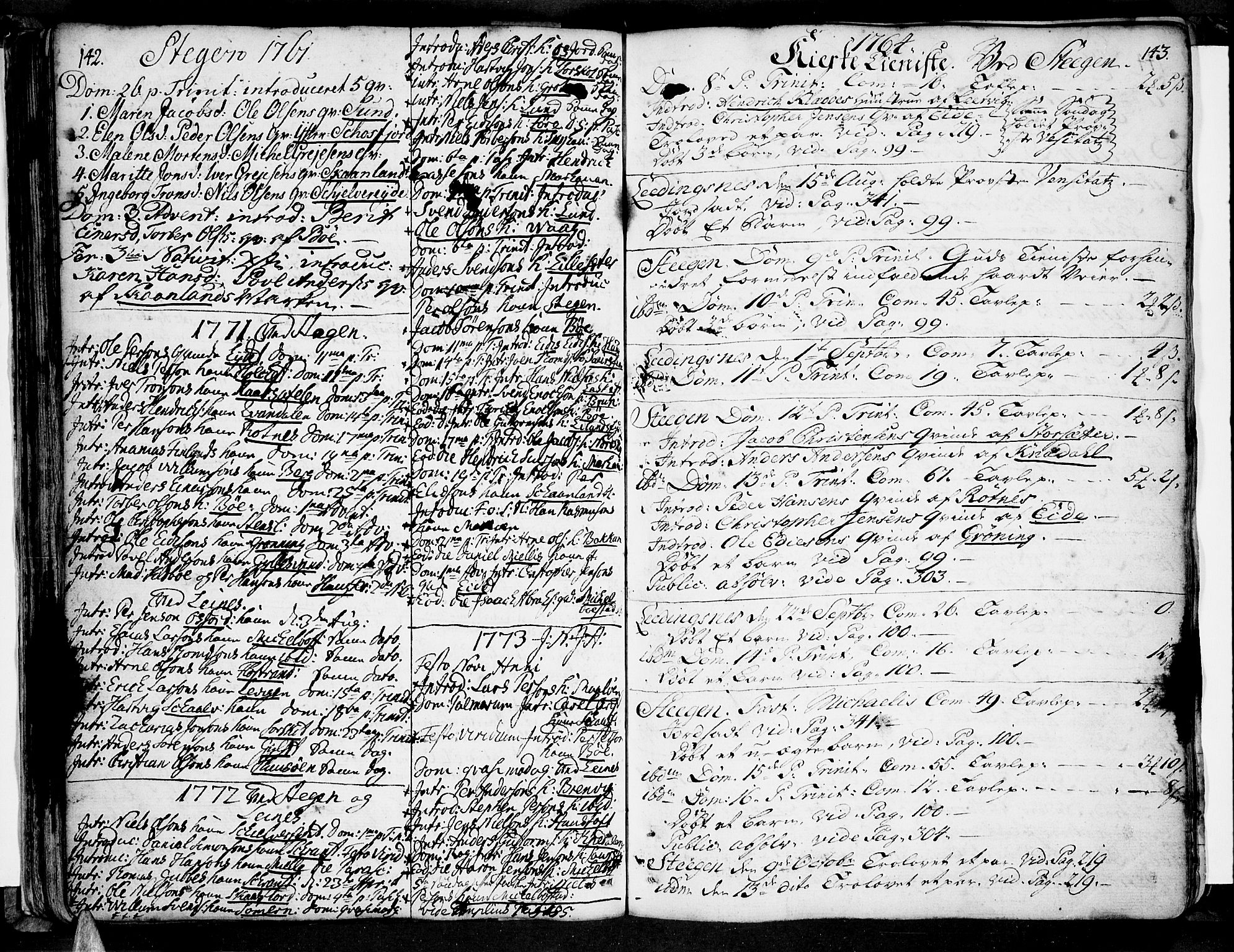 Ministerialprotokoller, klokkerbøker og fødselsregistre - Nordland, AV/SAT-A-1459/855/L0795: Ministerialbok nr. 855A03, 1748-1776, s. 142-143
