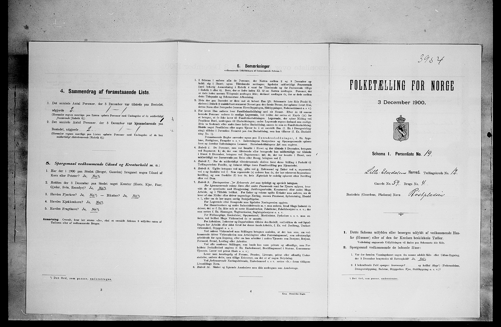 SAH, Folketelling 1900 for 0438 Lille Elvedalen herred, 1900, s. 883