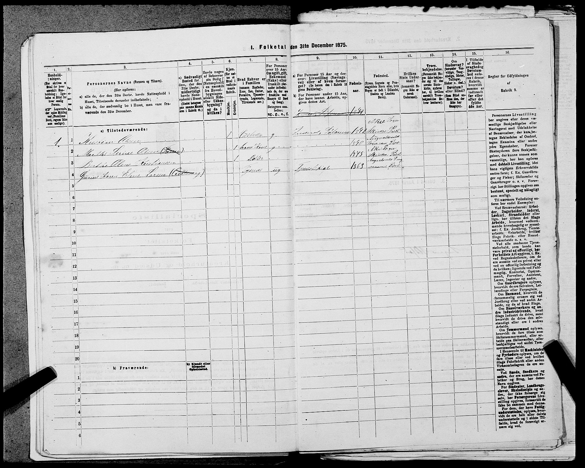 SAST, Folketelling 1875 for 1150L Skudenes prestegjeld, Falnes sokn, Åkra sokn og Ferkingstad sokn, 1875, s. 347