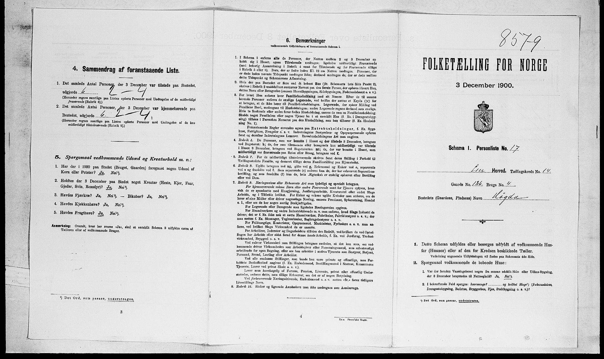 RA, Folketelling 1900 for 0626 Lier herred, 1900, s. 2304