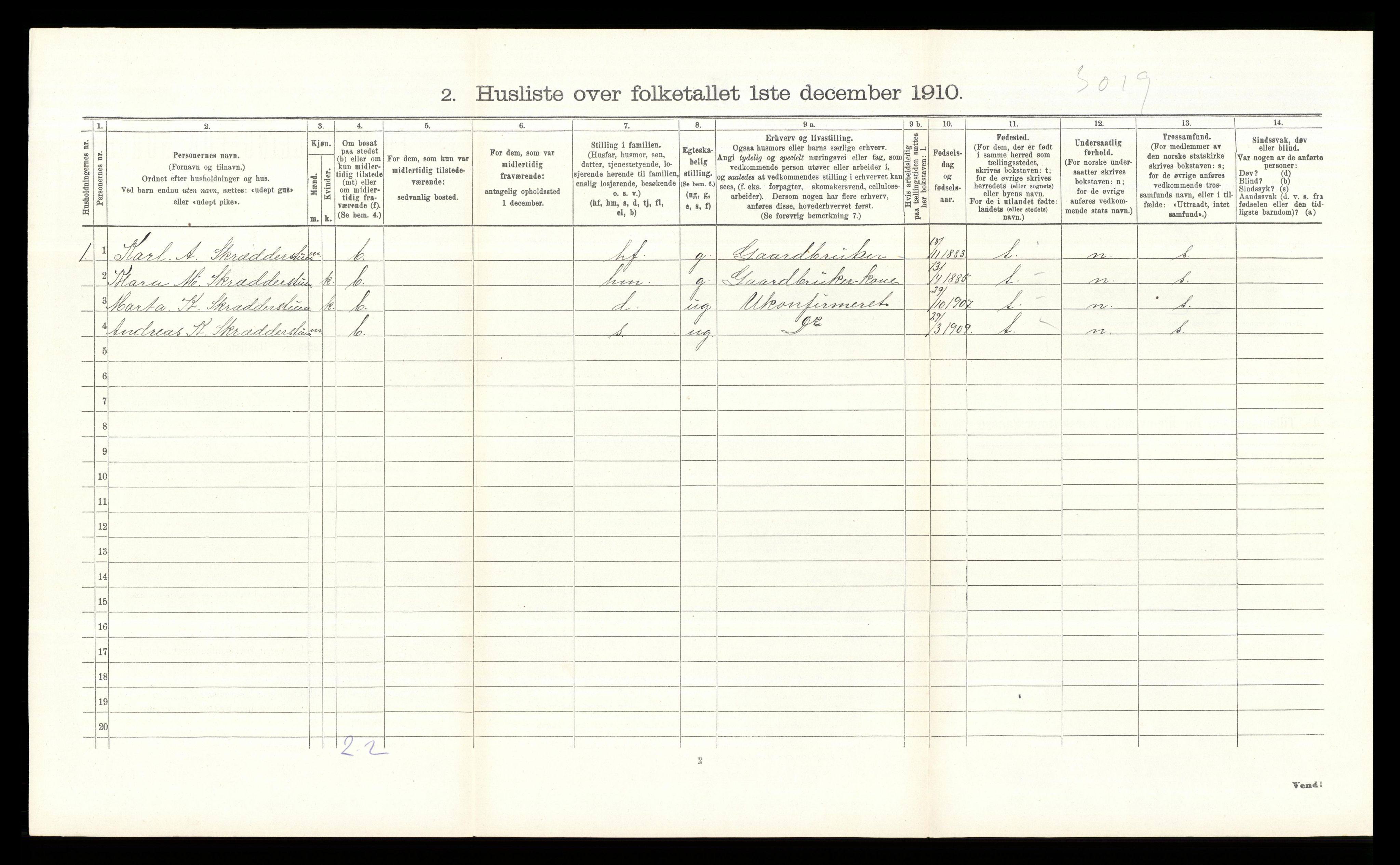 RA, Folketelling 1910 for 0538 Nordre Land herred, 1910, s. 1220