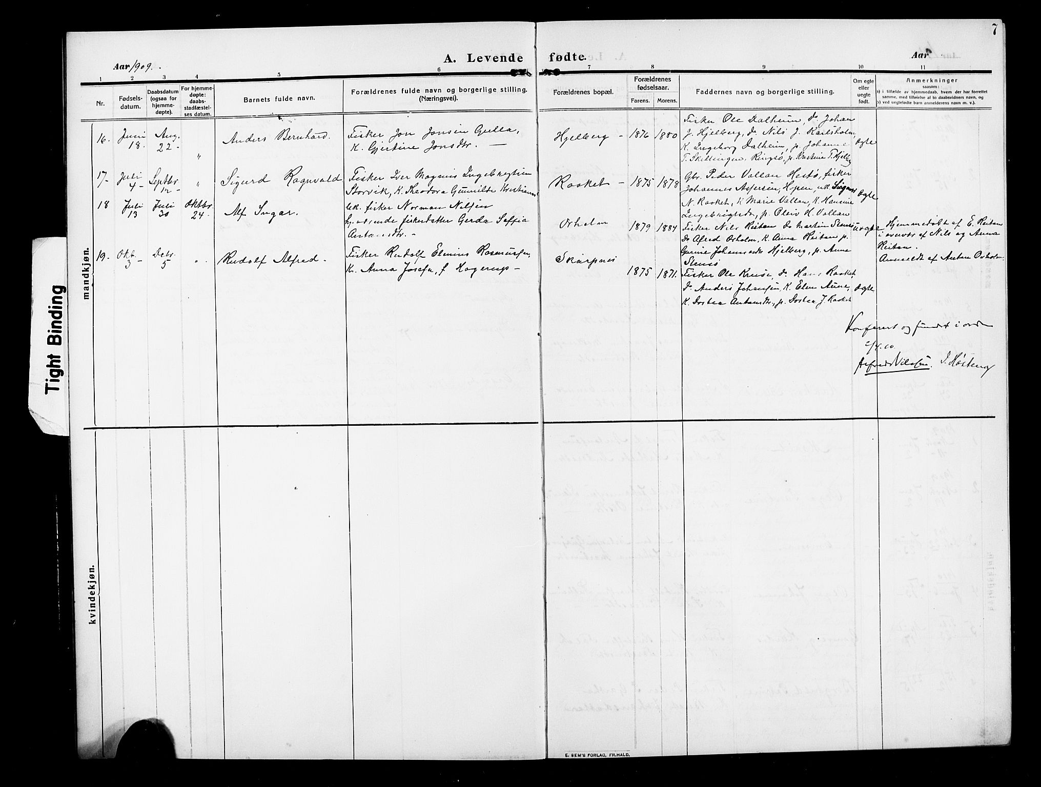 Ministerialprotokoller, klokkerbøker og fødselsregistre - Møre og Romsdal, AV/SAT-A-1454/582/L0949: Klokkerbok nr. 582C01, 1909-1925, s. 7