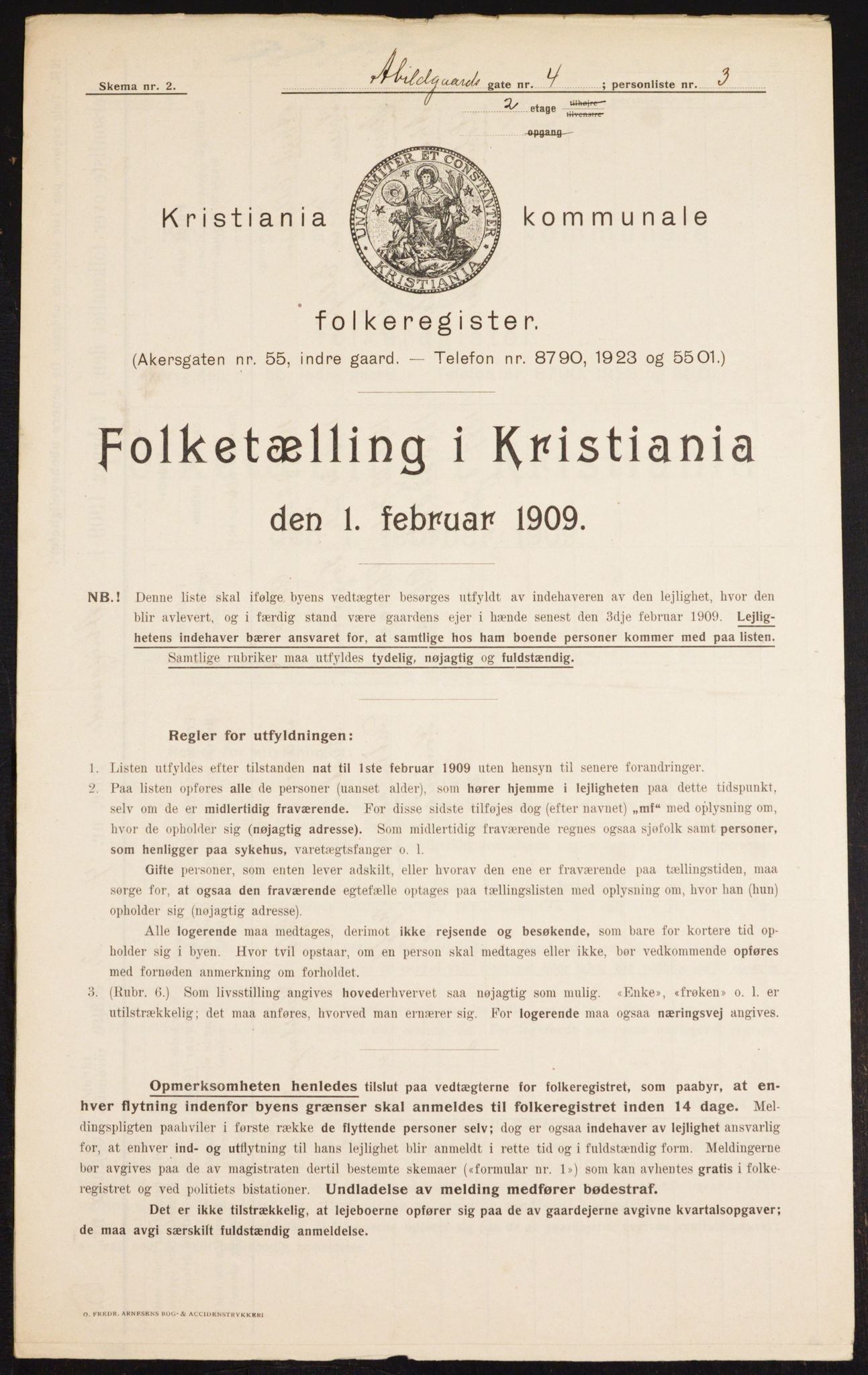 OBA, Kommunal folketelling 1.2.1909 for Kristiania kjøpstad, 1909, s. 18