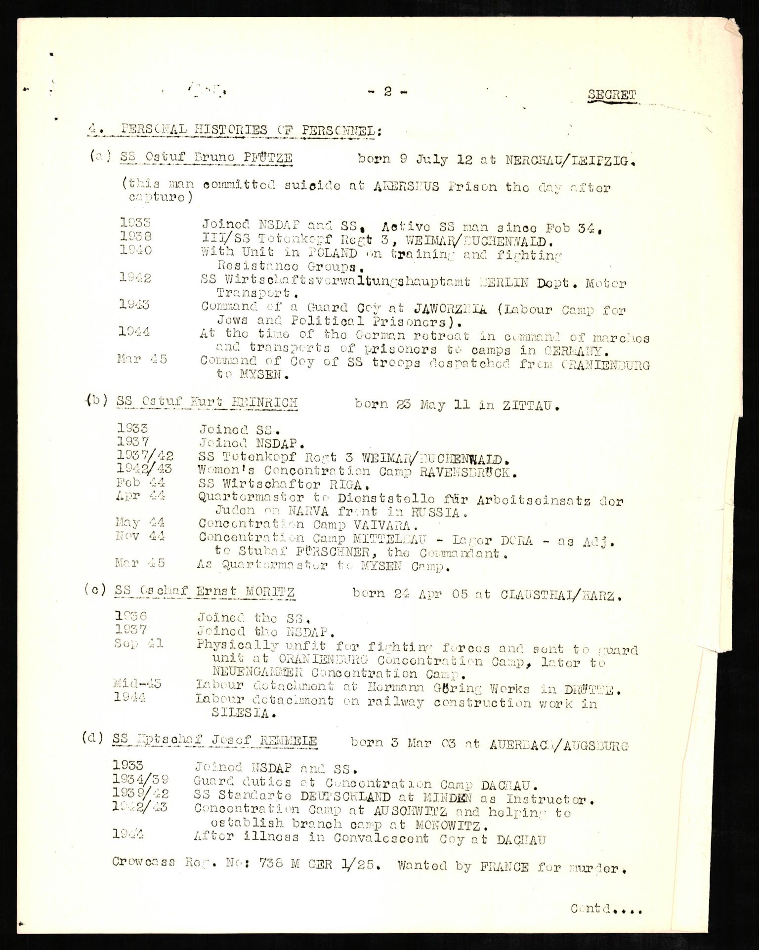 Forsvaret, Forsvarets overkommando II, AV/RA-RAFA-3915/D/Db/L0005: CI Questionaires. Tyske okkupasjonsstyrker i Norge. Tyskere., 1945-1946, s. 300