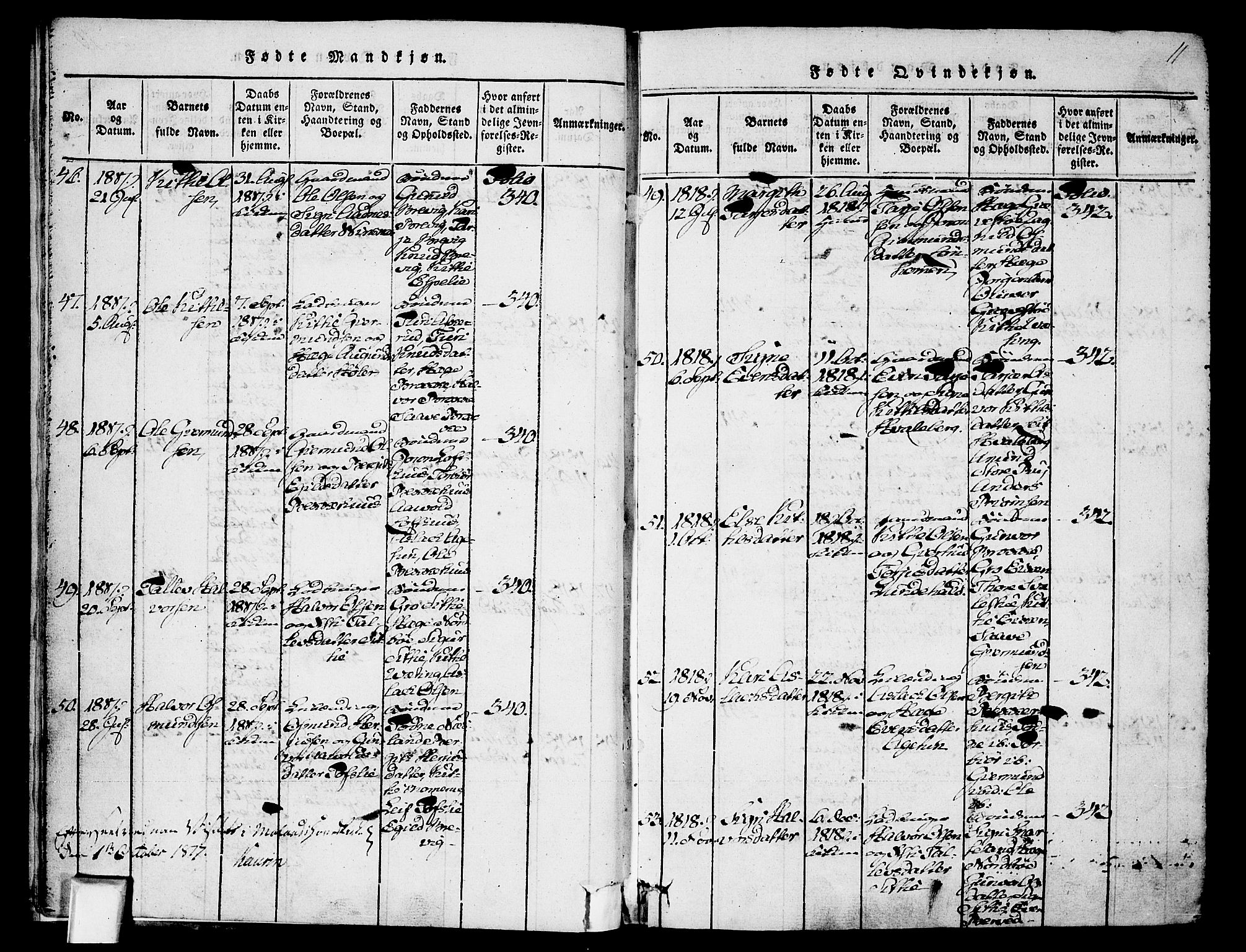 Fyresdal kirkebøker, SAKO/A-263/F/Fa/L0003: Ministerialbok nr. I 3, 1815-1840, s. 11