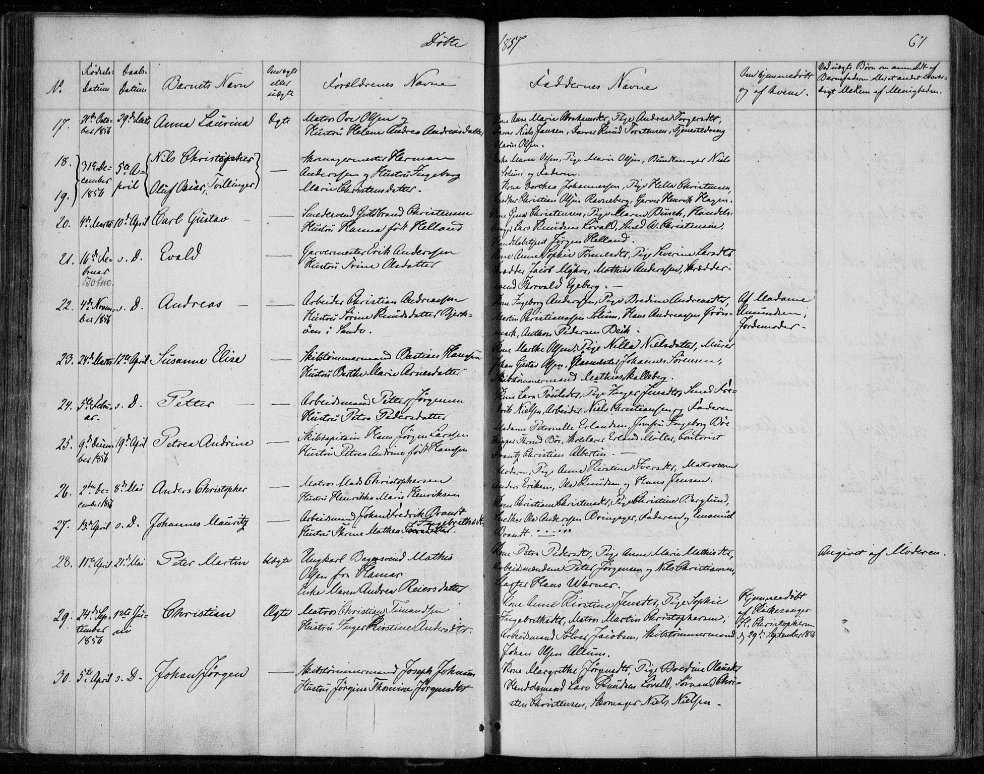 Holmestrand kirkebøker, AV/SAKO-A-346/F/Fa/L0002: Ministerialbok nr. 2, 1840-1866, s. 67