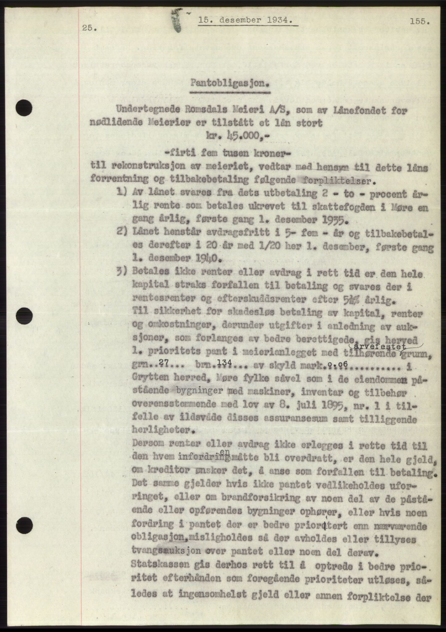 Romsdal sorenskriveri, AV/SAT-A-4149/1/2/2C/L0066: Pantebok nr. 60, 1934-1935, Tingl.dato: 15.12.1934