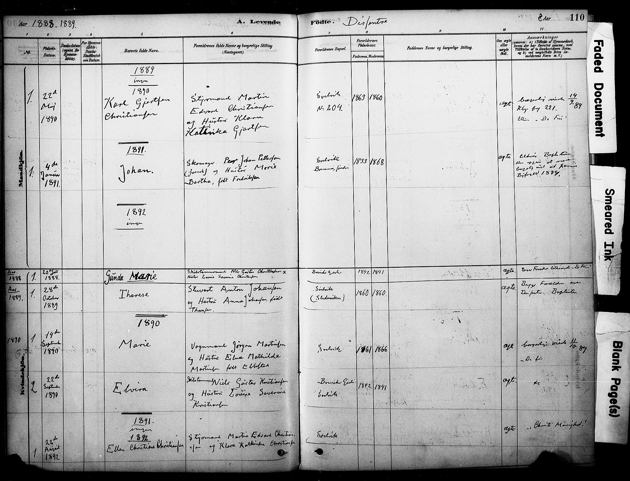 Strømm kirkebøker, AV/SAKO-A-322/F/Fb/L0001: Ministerialbok nr. II 1, 1878-1899, s. 110