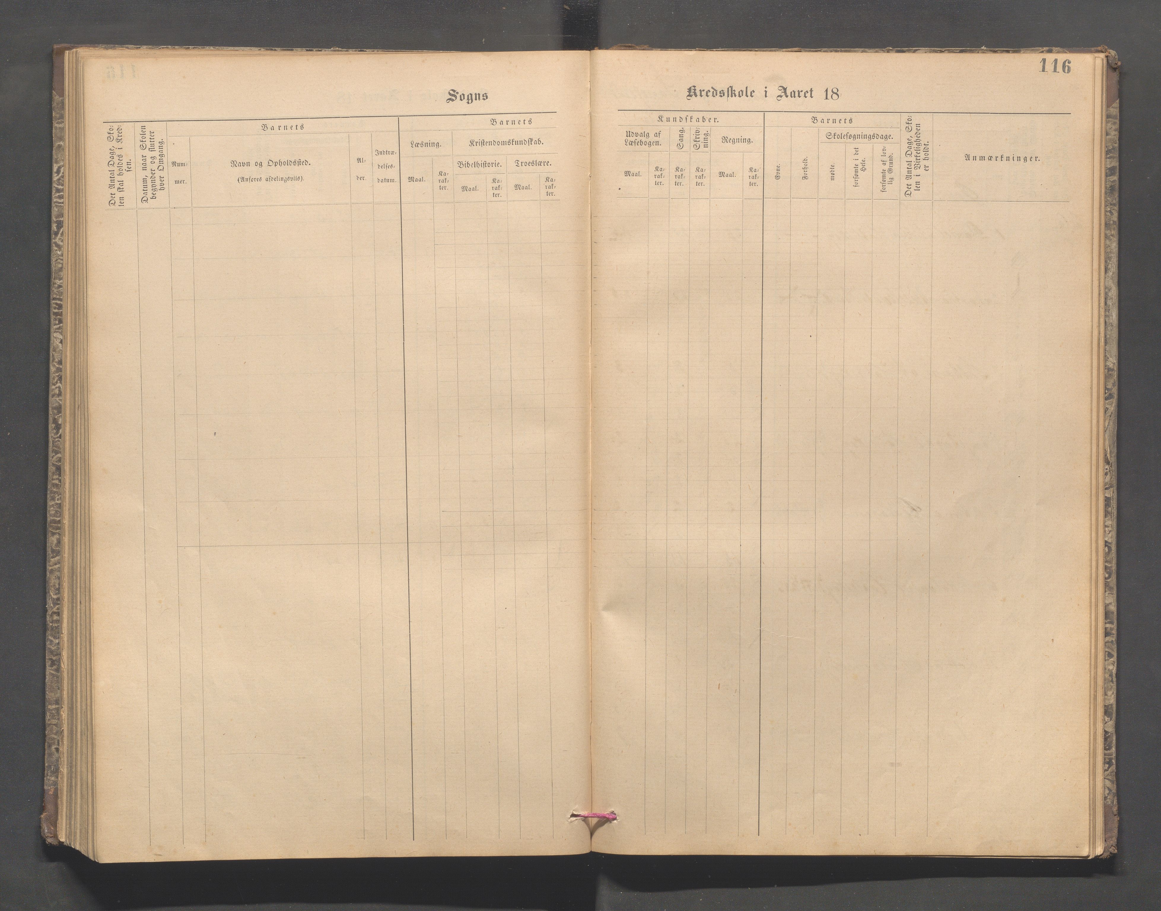 Forsand kommune - Lyse skole, IKAR/K-101613/H/L0001: Skoleprotokoll - Lyselandet, Indre Lysefjords enslige gårder, Kalleli omgangsskole, Songesand, Eiane, 1877-1894, s. 116