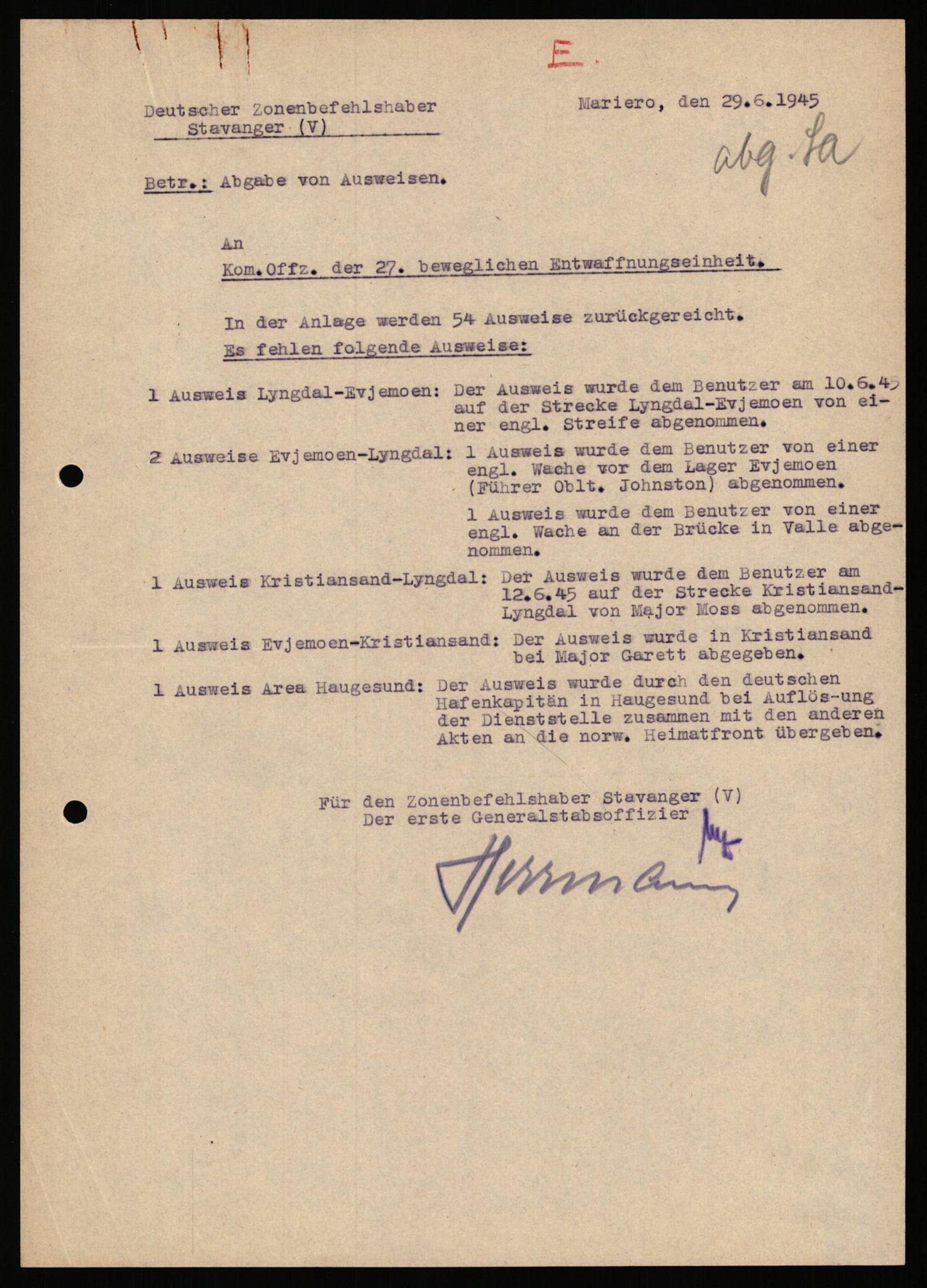 Deutscher Oberbefehlshaber Norwegen (DOBN), RA/RAFA-2197/D/Dl/L0119: DB Zone Stavanger Abt. Ic, 1945, s. 431