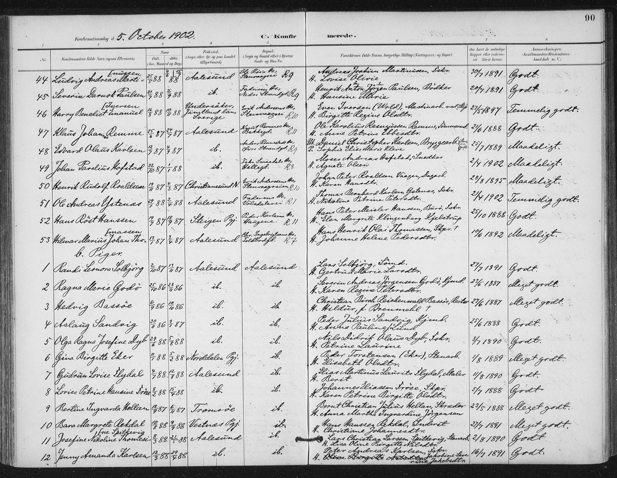 Ministerialprotokoller, klokkerbøker og fødselsregistre - Møre og Romsdal, AV/SAT-A-1454/529/L0457: Ministerialbok nr. 529A07, 1894-1903, s. 90