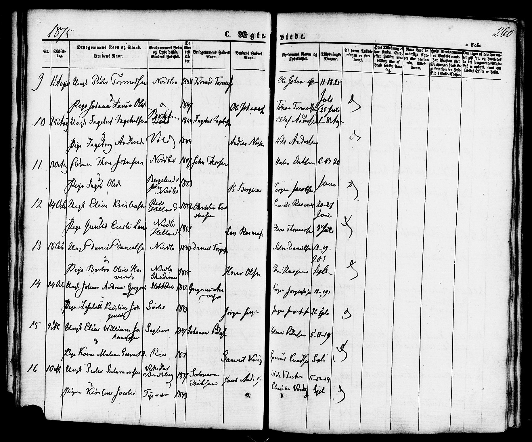 Rennesøy sokneprestkontor, SAST/A -101827/H/Ha/Haa/L0006: Ministerialbok nr. A 6, 1860-1878, s. 260