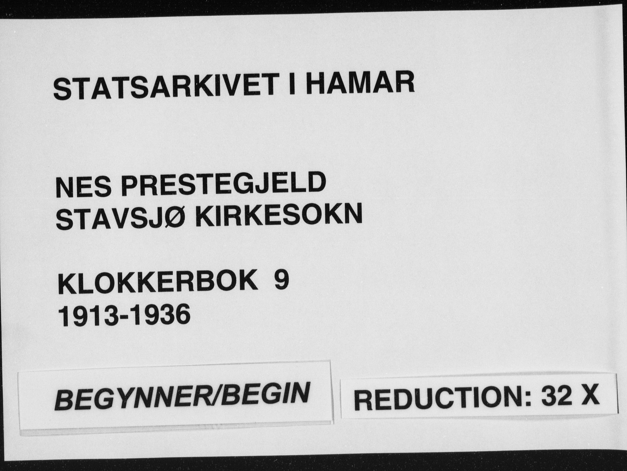 Nes prestekontor, Hedmark, AV/SAH-PREST-020/L/La/L0009: Klokkerbok nr. 9, 1913-1936