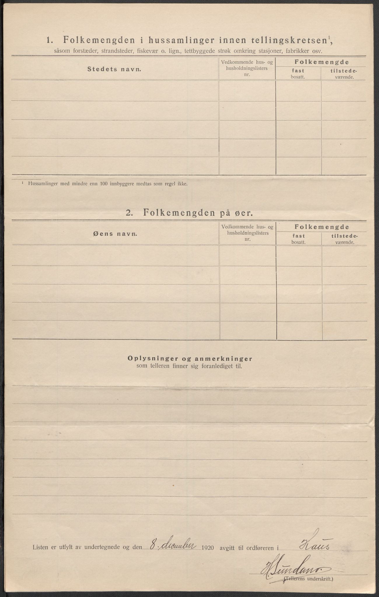 SAB, Folketelling 1920 for 1250 Haus herred, 1920, s. 41