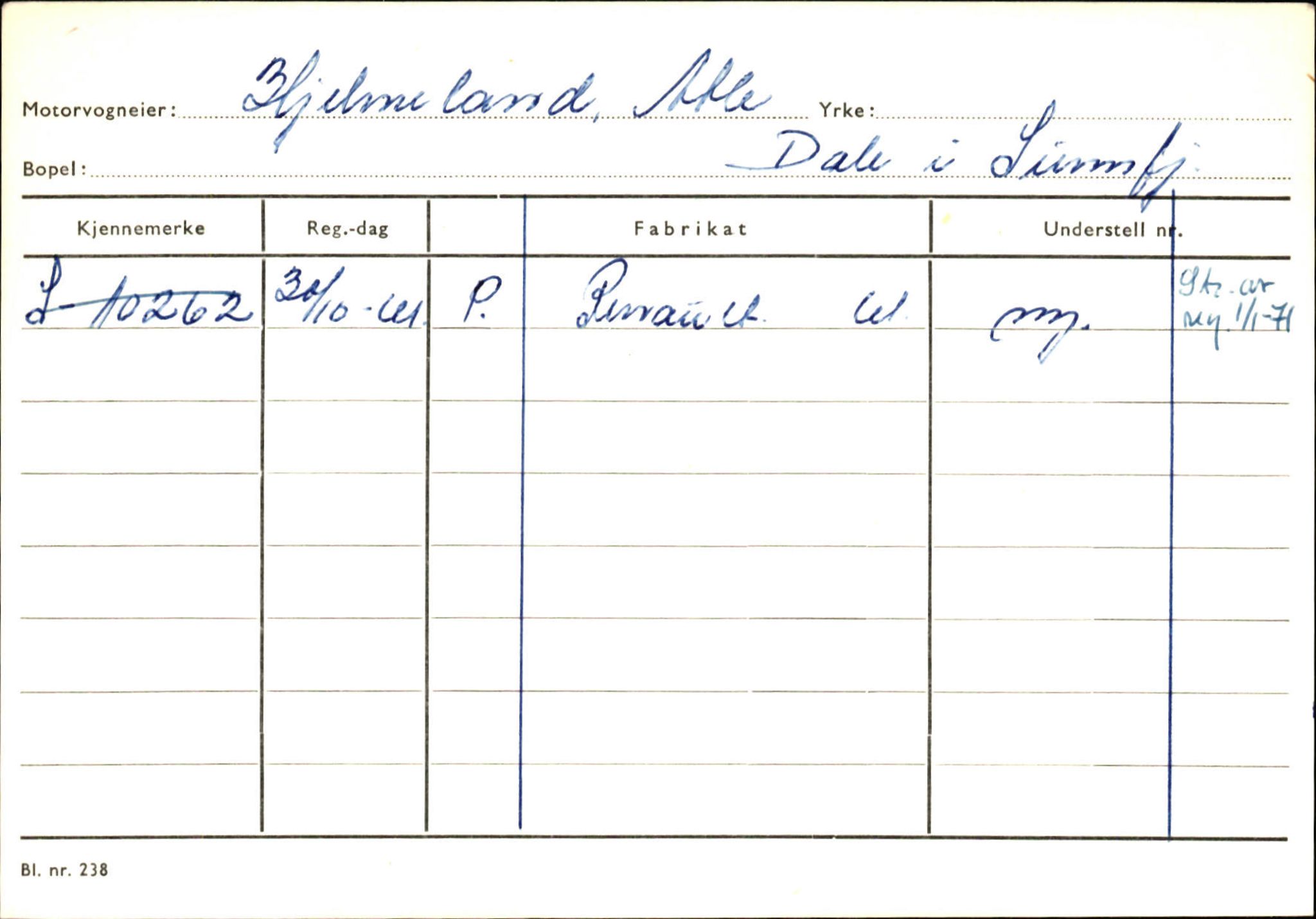 Statens vegvesen, Sogn og Fjordane vegkontor, SAB/A-5301/4/F/L0125: Eigarregister Sogndal V-Å. Aurland A-Å. Fjaler A-N, 1945-1975, s. 2037