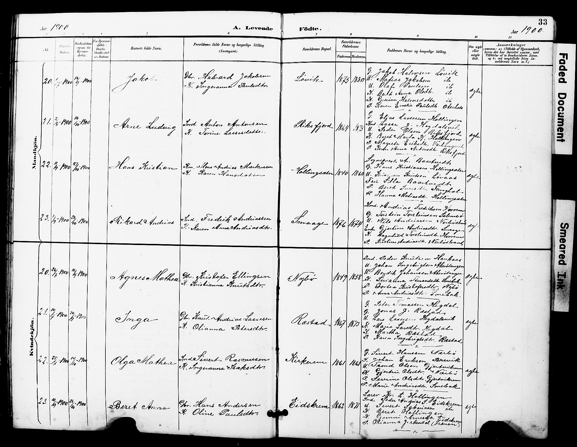 Ministerialprotokoller, klokkerbøker og fødselsregistre - Møre og Romsdal, AV/SAT-A-1454/560/L0725: Klokkerbok nr. 560C02, 1895-1930, s. 33