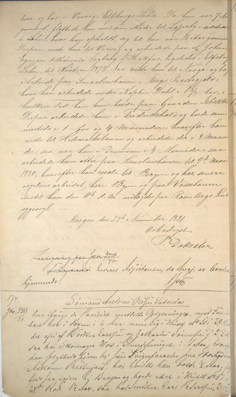 Bergen politikammer / politidistrikt, AV/SAB-A-60401/I/Ic, 1881-1884