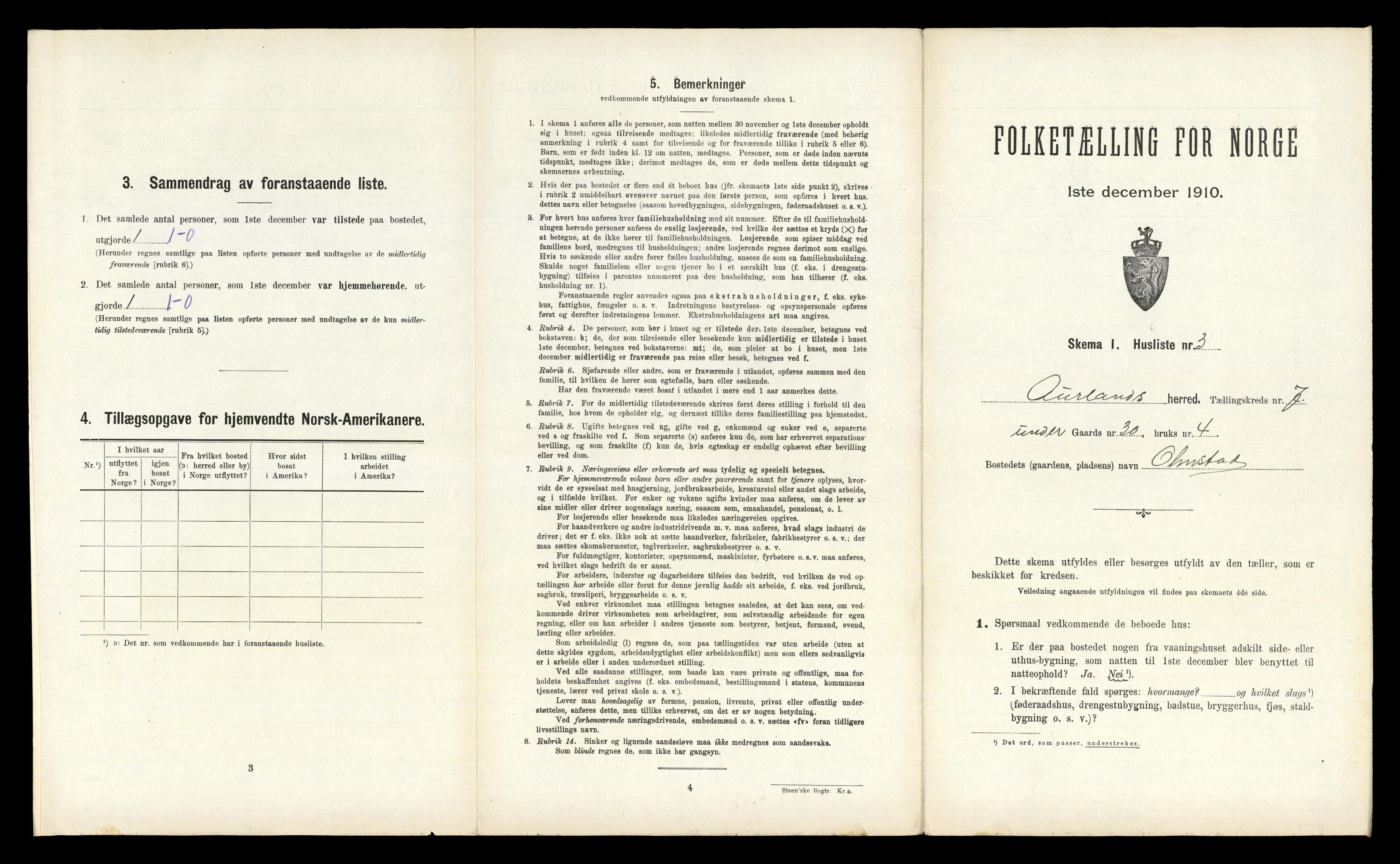 RA, Folketelling 1910 for 1421 Aurland herred, 1910, s. 625