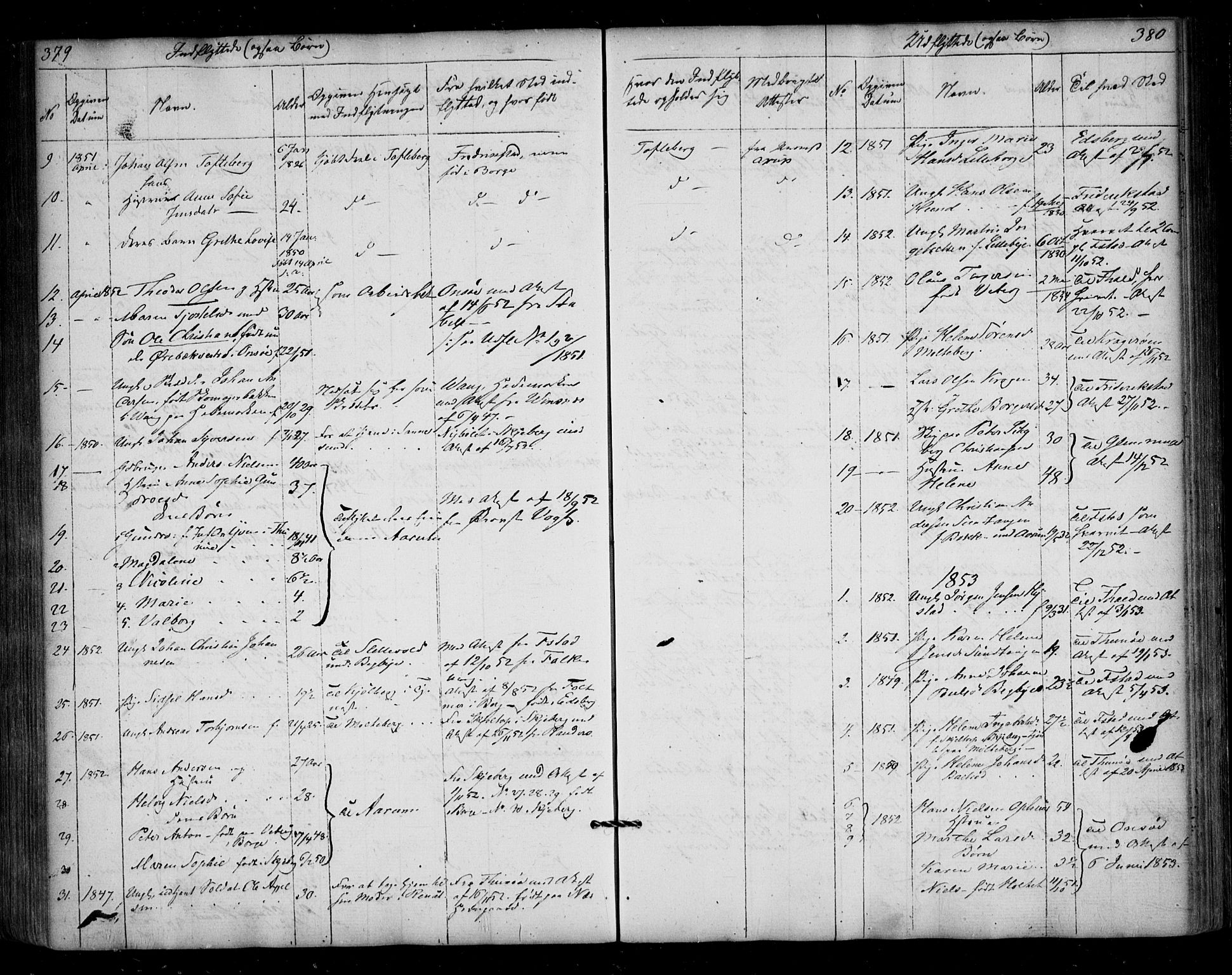 Borge prestekontor Kirkebøker, AV/SAO-A-10903/F/Fa/L0005: Ministerialbok nr. I 5, 1848-1860, s. 379-380