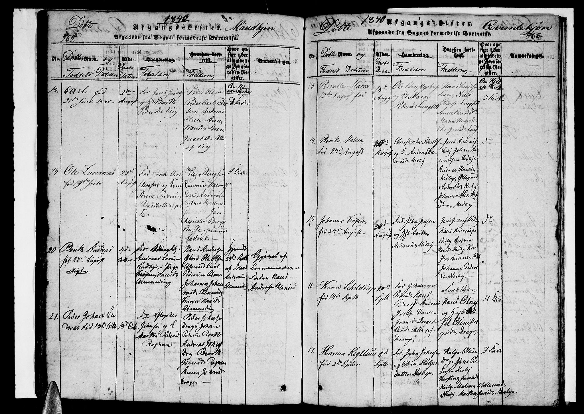 Ministerialprotokoller, klokkerbøker og fødselsregistre - Nordland, SAT/A-1459/847/L0676: Klokkerbok nr. 847C04, 1821-1853, s. 565-566