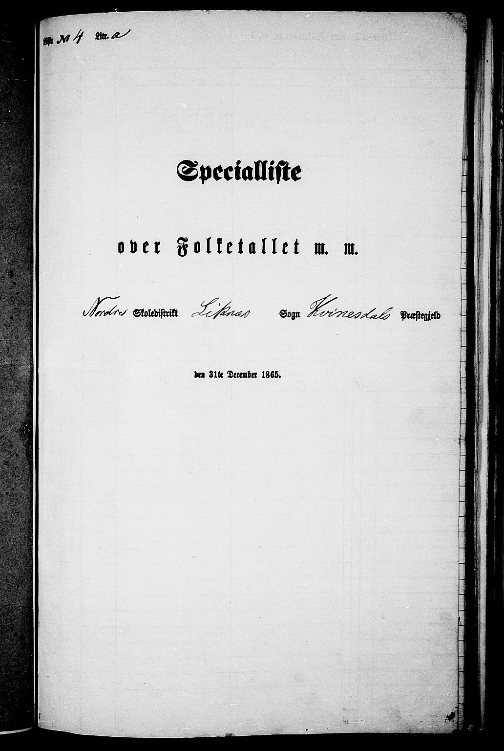 RA, Folketelling 1865 for 1037P Kvinesdal prestegjeld, 1865, s. 92