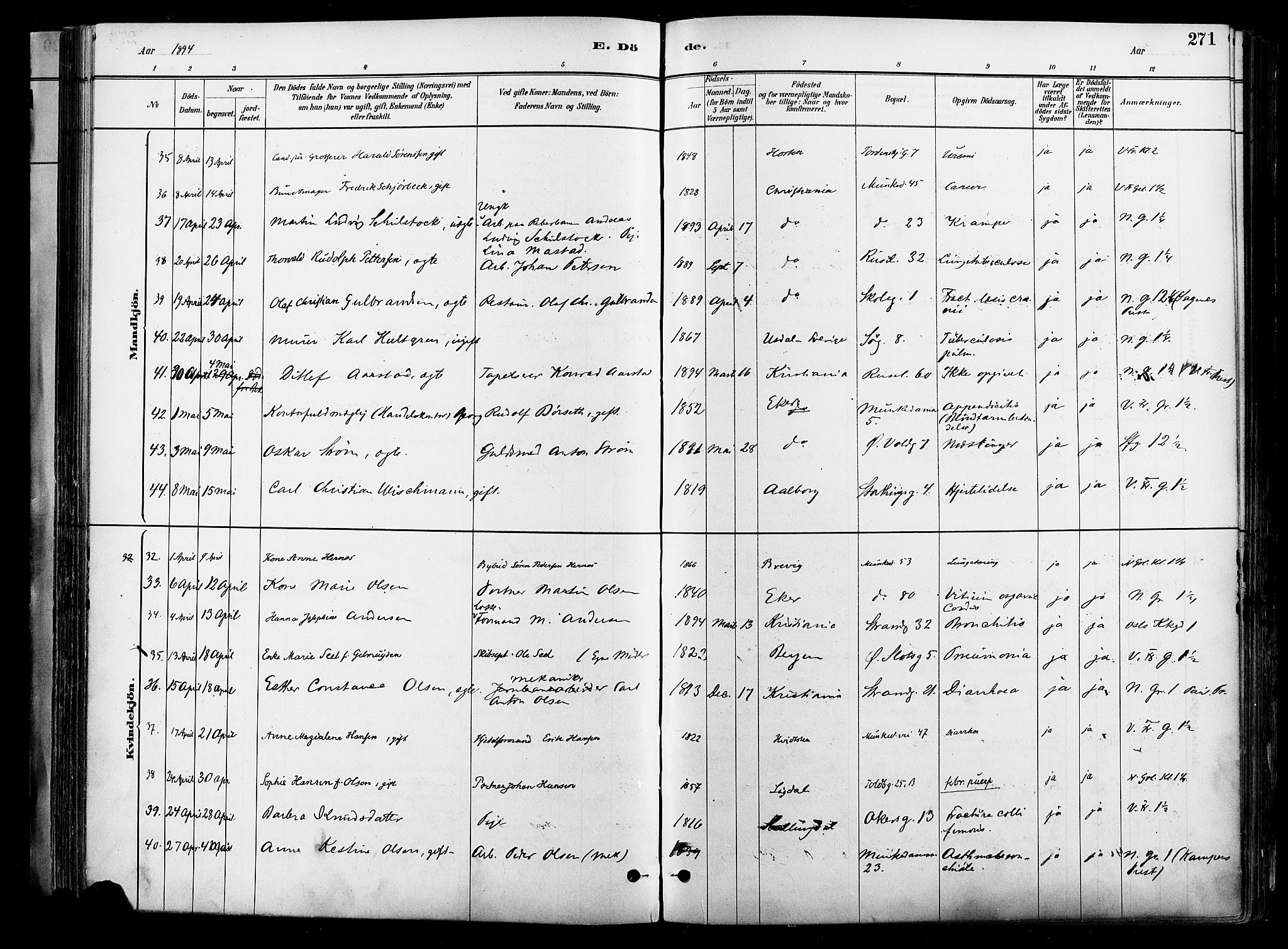 Johannes prestekontor Kirkebøker, AV/SAO-A-10852/F/Fa/L0004: Ministerialbok nr. 4, 1883-1907, s. 271