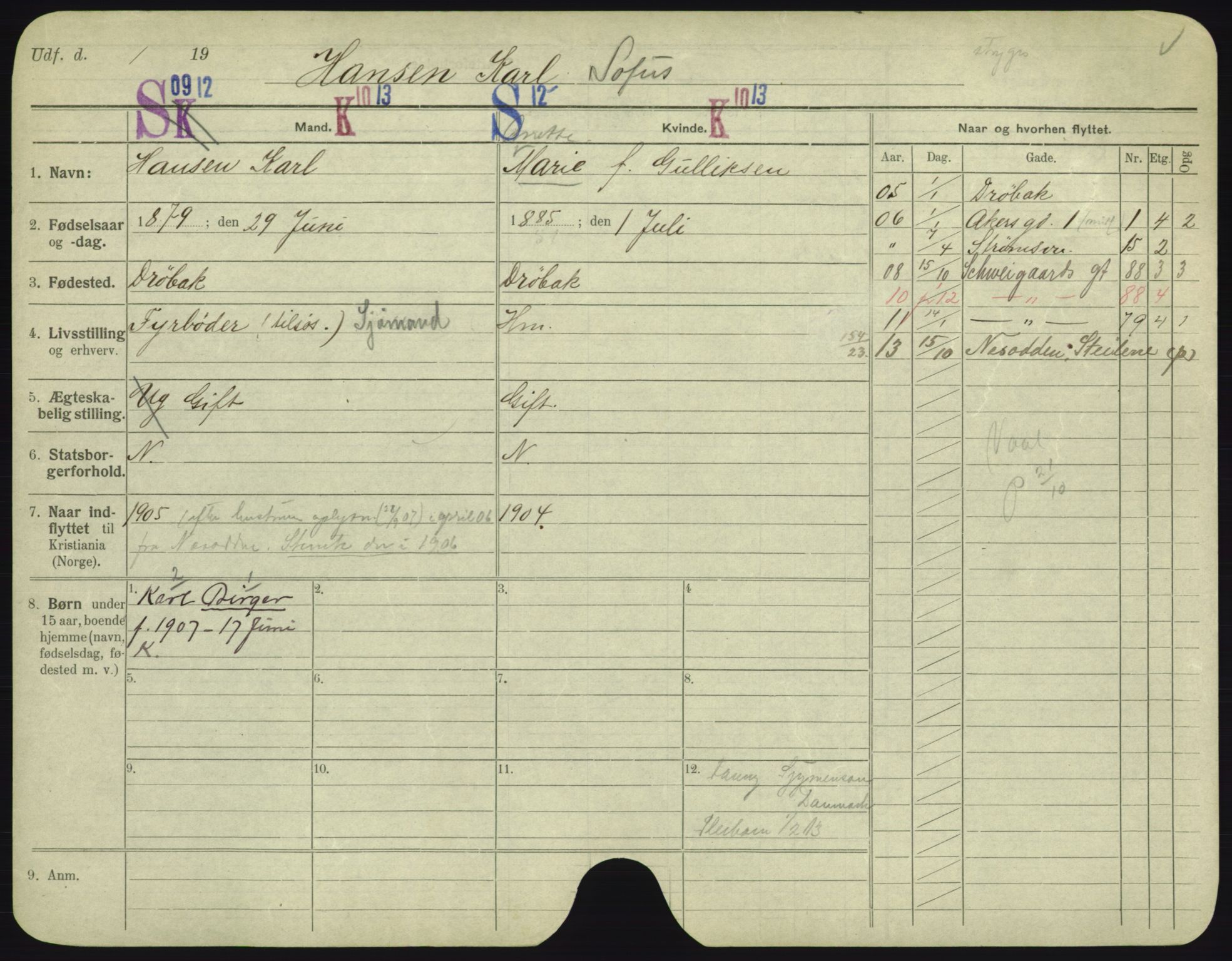 Oslo folkeregister, Registerkort, SAO/A-11715/F/Fa/Fac/L0004: Menn, 1906-1914, s. 205a